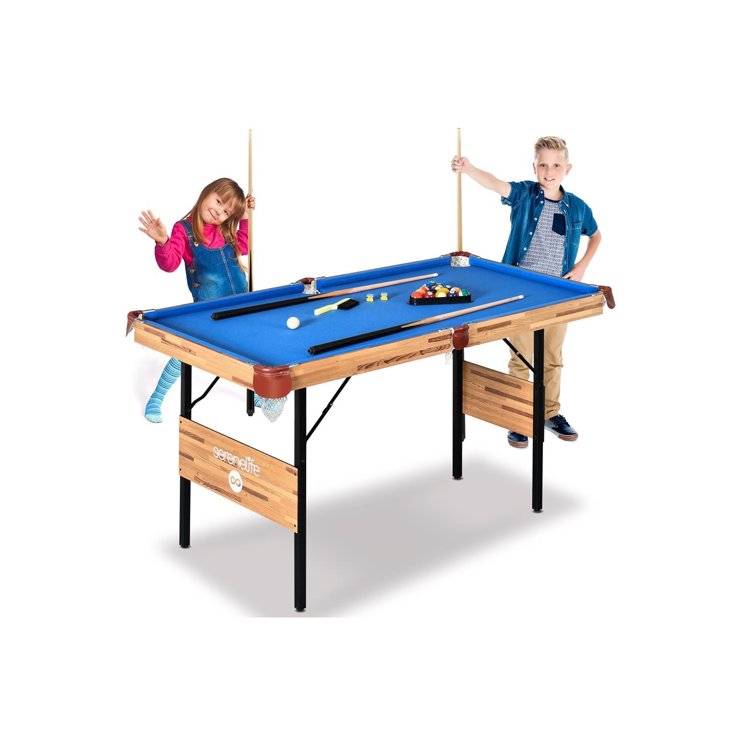 54'' Portable and Foldable Wooden Pool Table with Accessory Kit