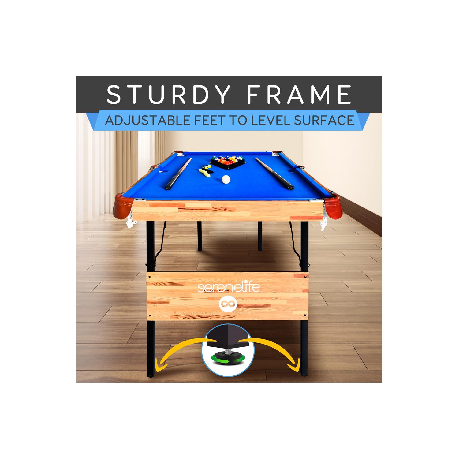 54'' Portable and Foldable Wooden Pool Table with Accessory Kit