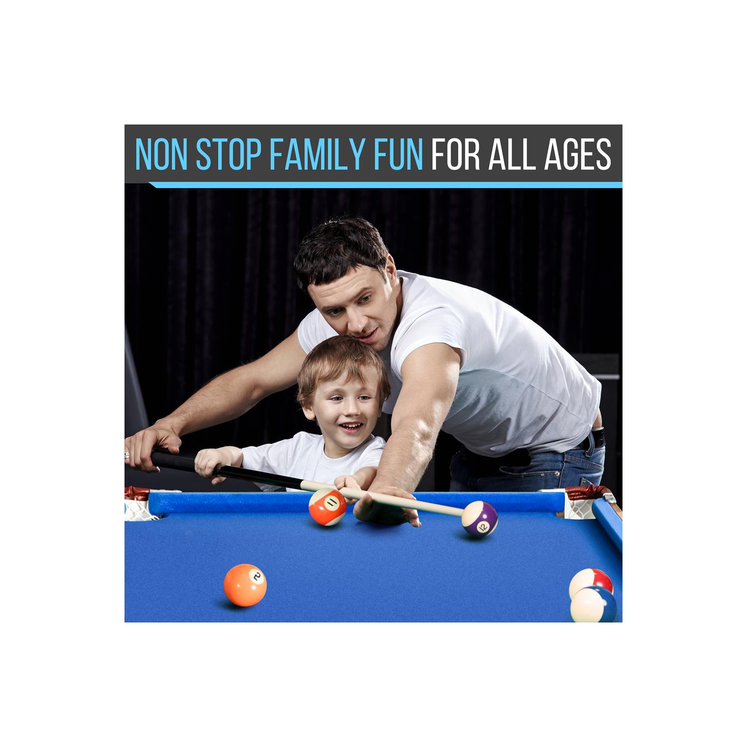 54'' Portable and Foldable Wooden Pool Table with Accessory Kit