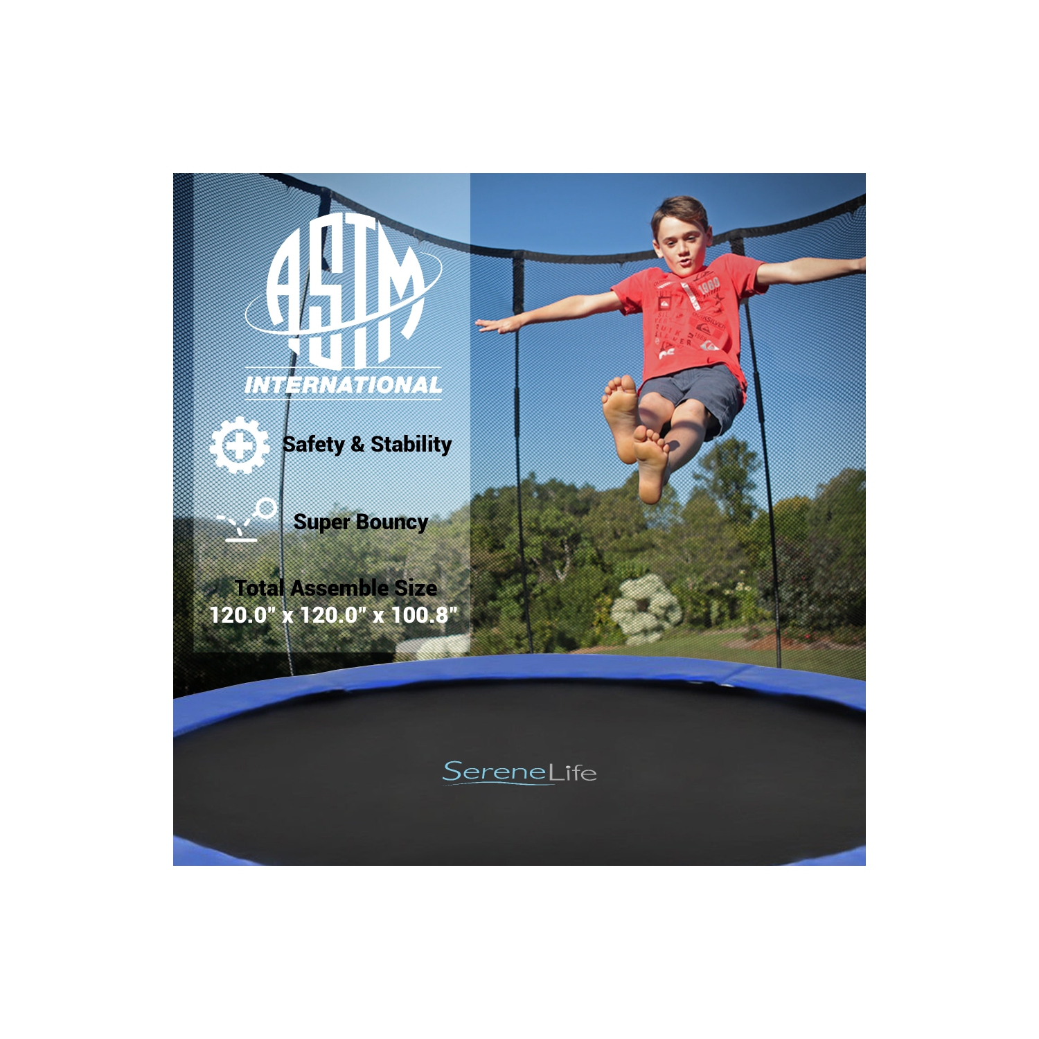 Home Backyard Sports Trampoline - Large Outdoor Jumping Fun Trampoline for Kids / Children, Safety Net Cage