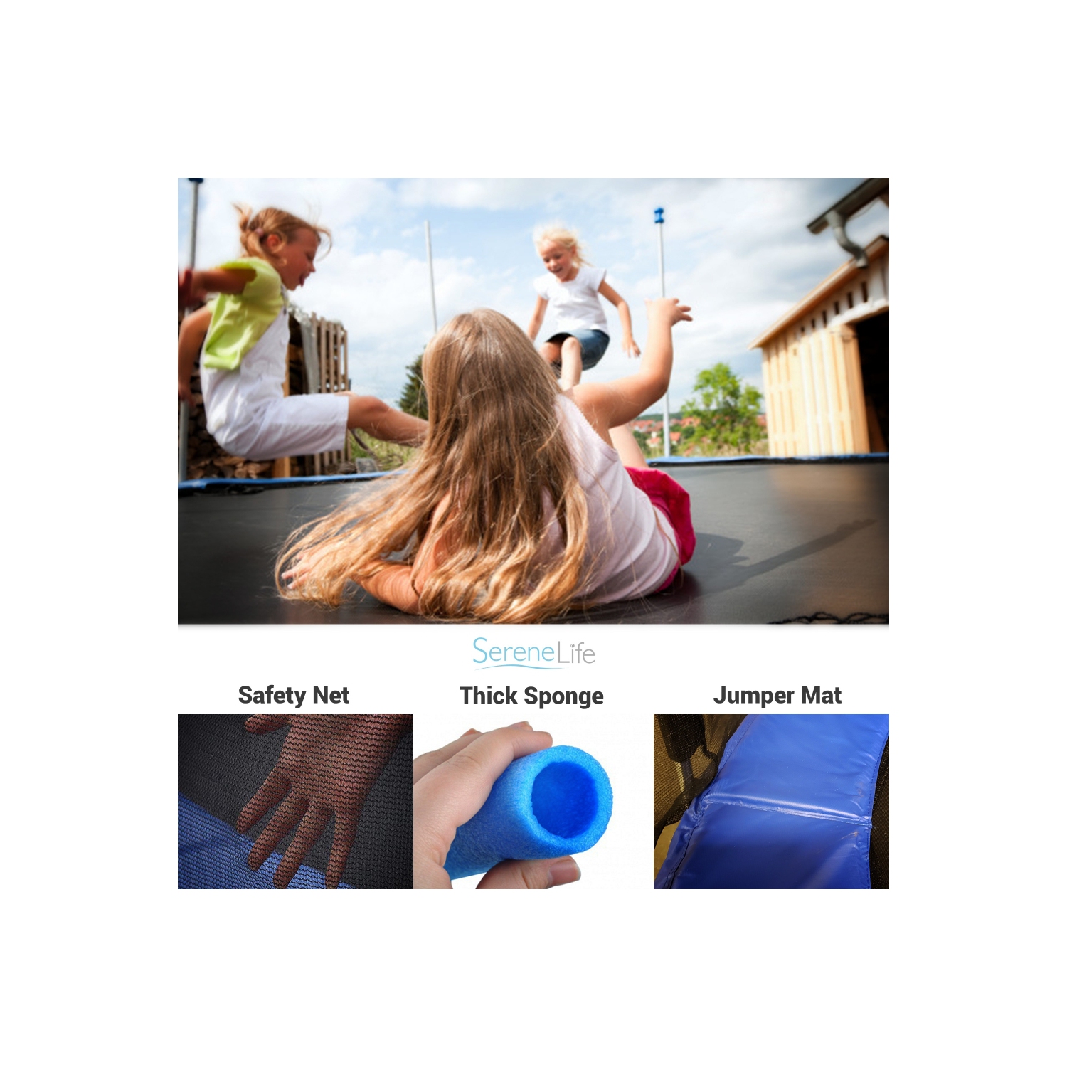 Home Backyard Sports Trampoline - Large Outdoor Jumping Fun Trampoline for Kids / Children, Safety Net Cage