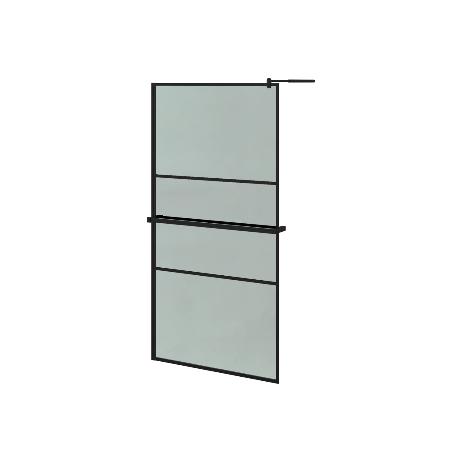 vidaXL Walk-in Shower Wall with Shelf Black 100x195 cm ESG Glass&Aluminium