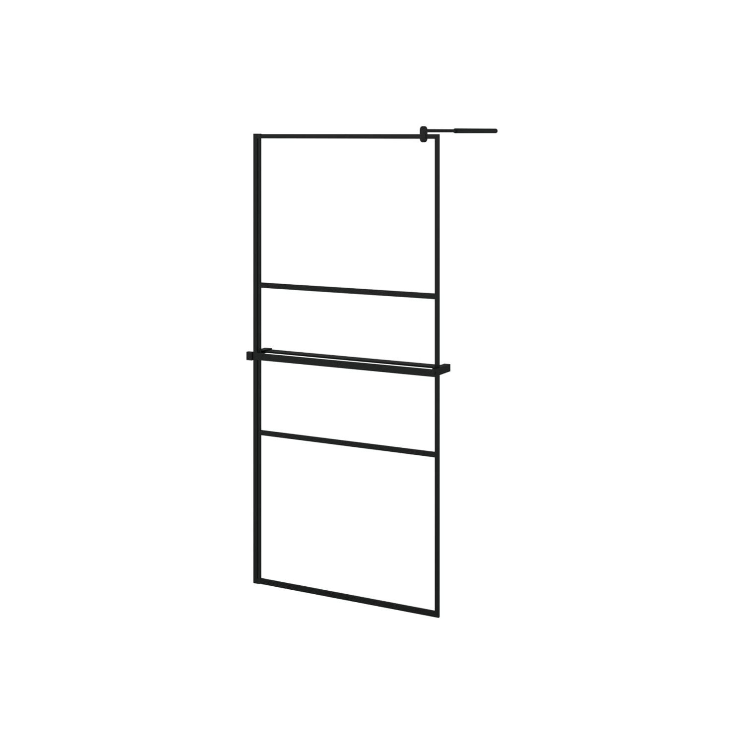 vidaXL Walk-in Shower Wall with Shelf Black 90x195 cm ESG Glass&Aluminium