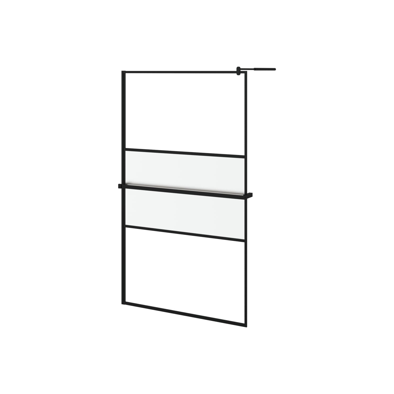 vidaXL Walk-in Shower Wall with Shelf Black 115x195 cm ESG Glass&Aluminium