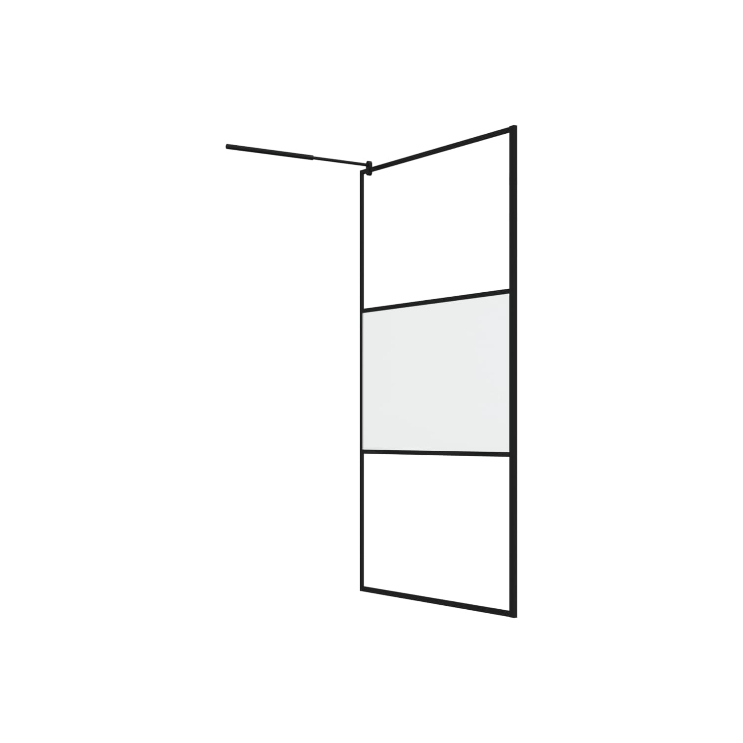 vidaXL Walk-in Shower Wall with Shelf Black 115x195 cm ESG Glass&Aluminium