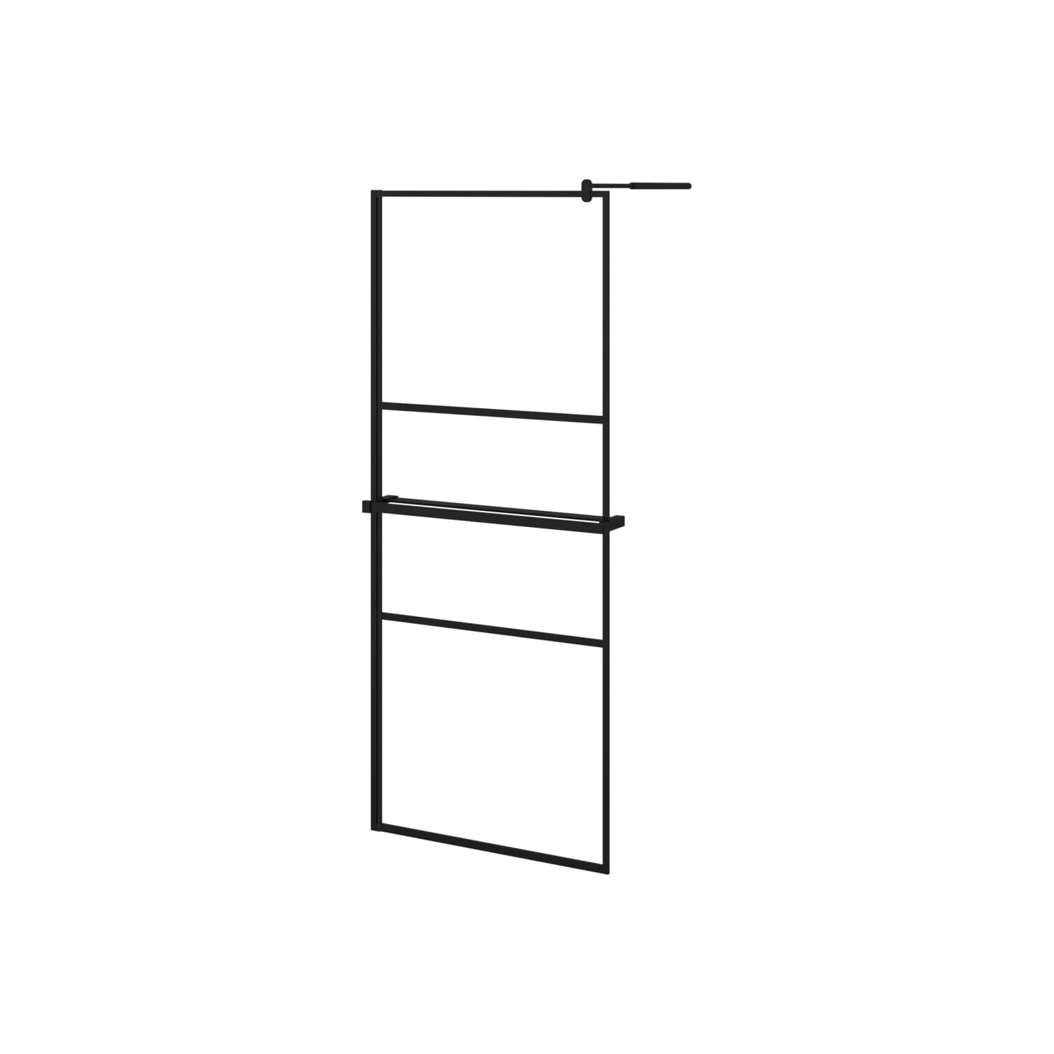 vidaXL Walk-in Shower Wall with Shelf Black 80x195 cm ESG Glass&Aluminium