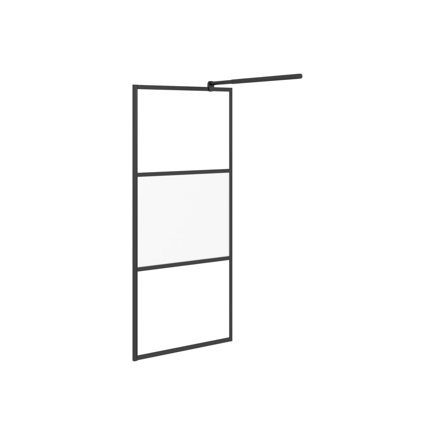 vidaXL Walk-in Shower Wall with Shelf Black 80x195 cm ESG Glass&Aluminium