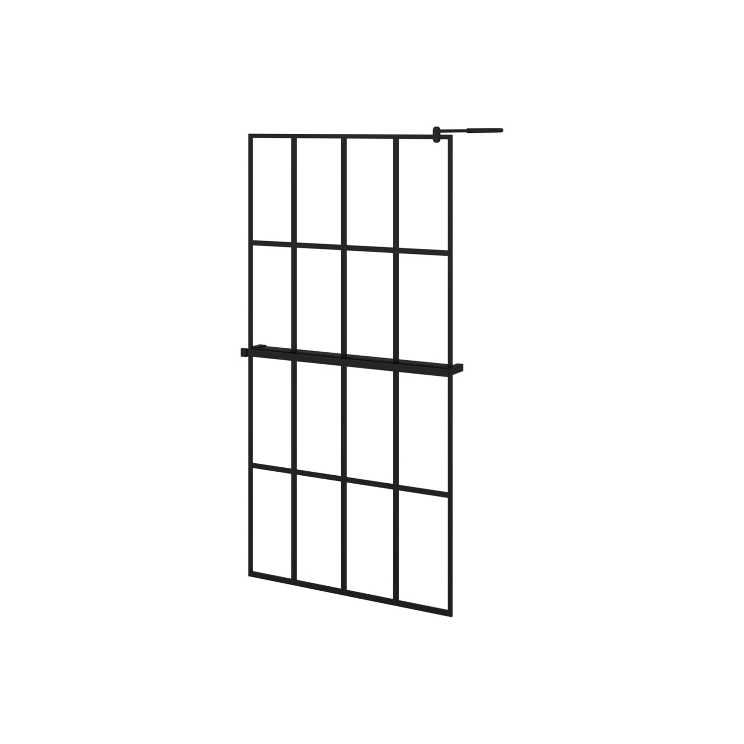 vidaXL Walk-in Shower Wall with Shelf Black 100x195 cm ESG Glass&Aluminium