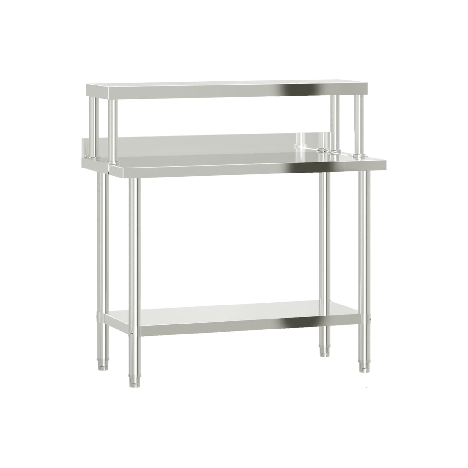 vidaXL Kitchen Work Table with Overshelf 110x55x120 cm Stainless Steel