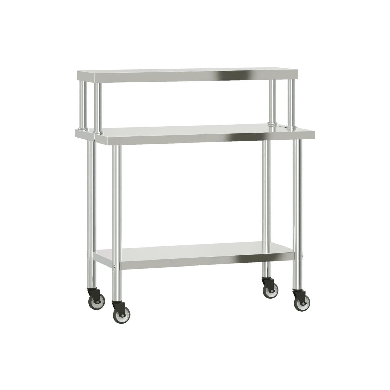 vidaXL Kitchen Work Table with Overshelf 110x55x120 cm Stainless Steel