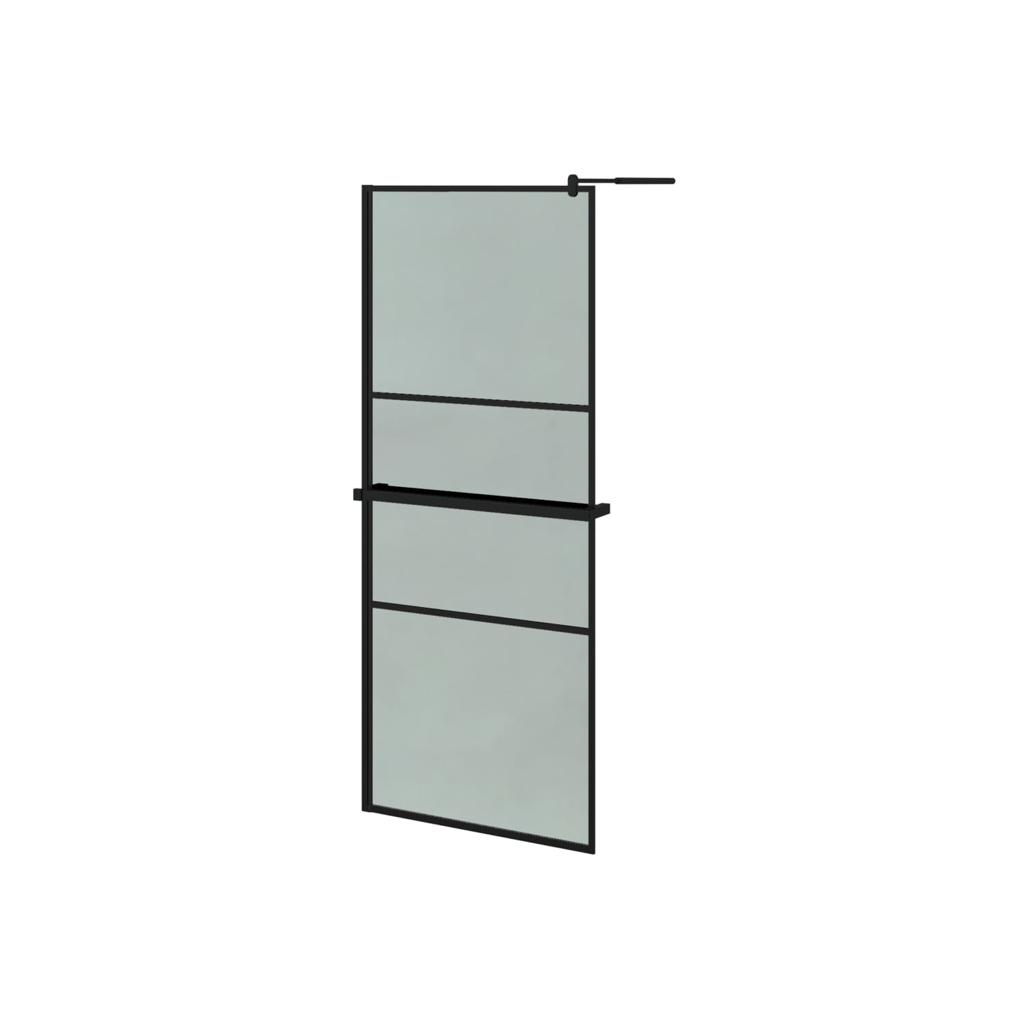 vidaXL Walk-in Shower Wall with Shelf Black 80x195cm ESG Glass&Aluminium