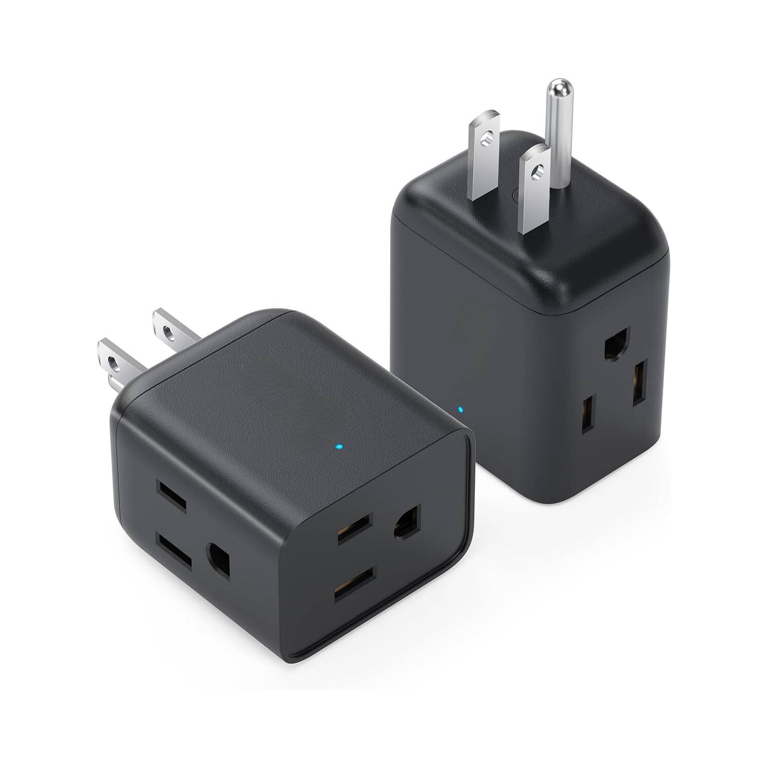 2 Pack Multi Plug Outlet Extender, 3-Sided Multiple Electrical Expander, Wall Outlet Splitter with 3 Way Plug, Mini Travel Adapter Spaced for Home
