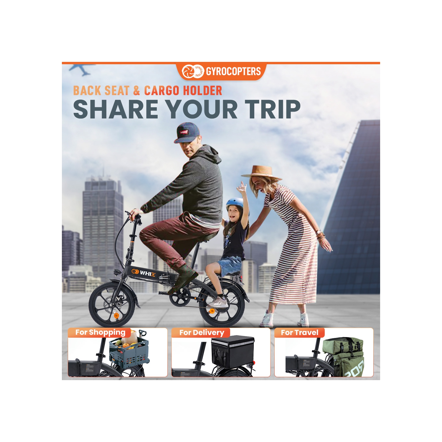 Remis à neuf vélo électrique pliable Whiz de Gyrocopters | compact pliable à 3 niveaux pour vélo électrique | moteur 350W | vitesse jusqu'à 25kmh