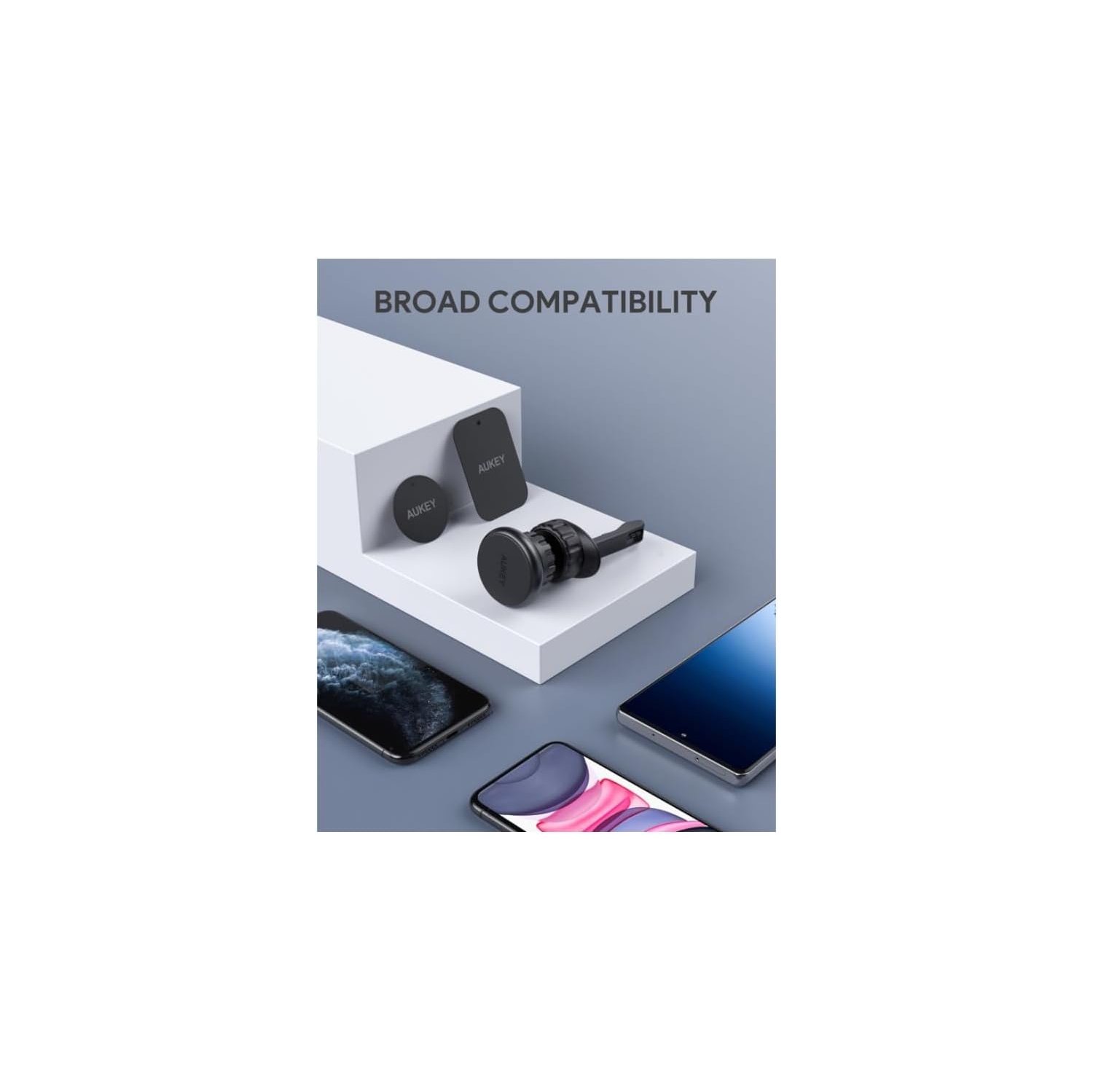 Tout neuf – porte-téléphone magnétique AUKEY HD-C74 à rotation à 360 degrés, évent, noir