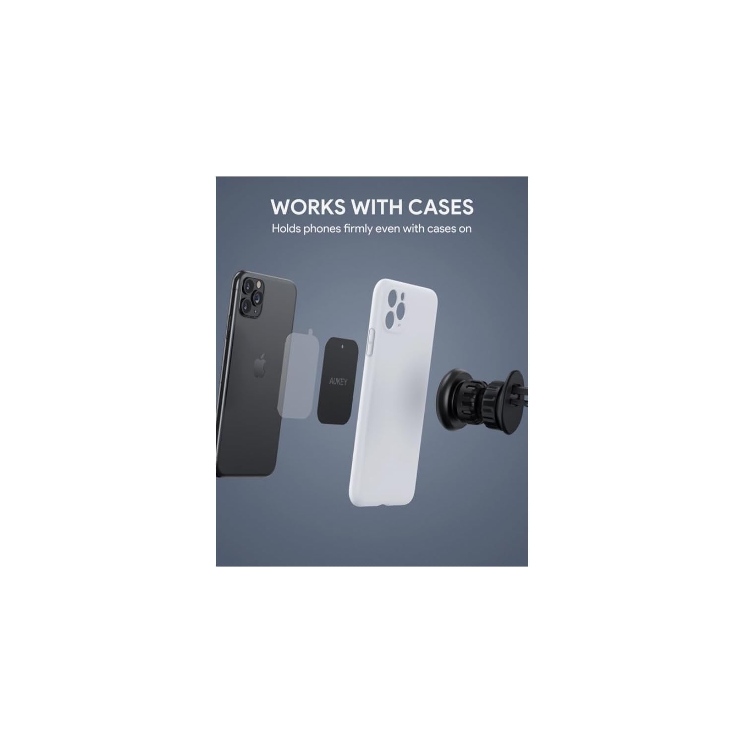 Tout neuf – porte-téléphone magnétique AUKEY HD-C74 à rotation à 360 degrés, évent, noir