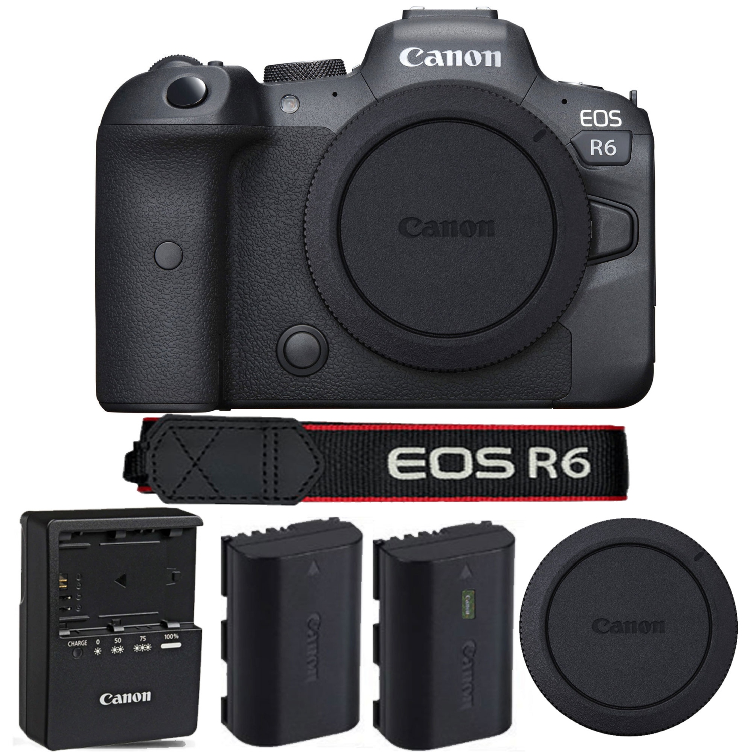 Canon EOS R6 Mirrorless Digital Camera Body with Extra Canon LP-E6NH Battery