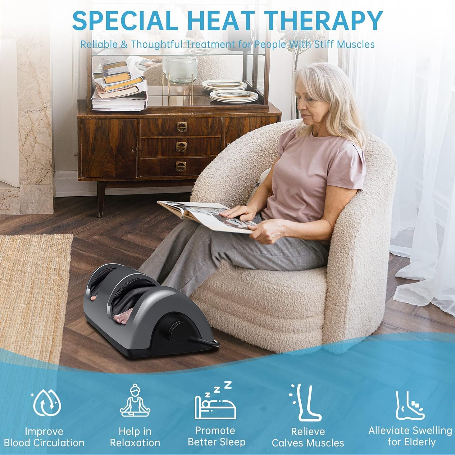 TISSCARE Shiatsu Foot Massager with Heat for Neuropathy, Plantar Fasciitis, Circulation, and Pain Relief