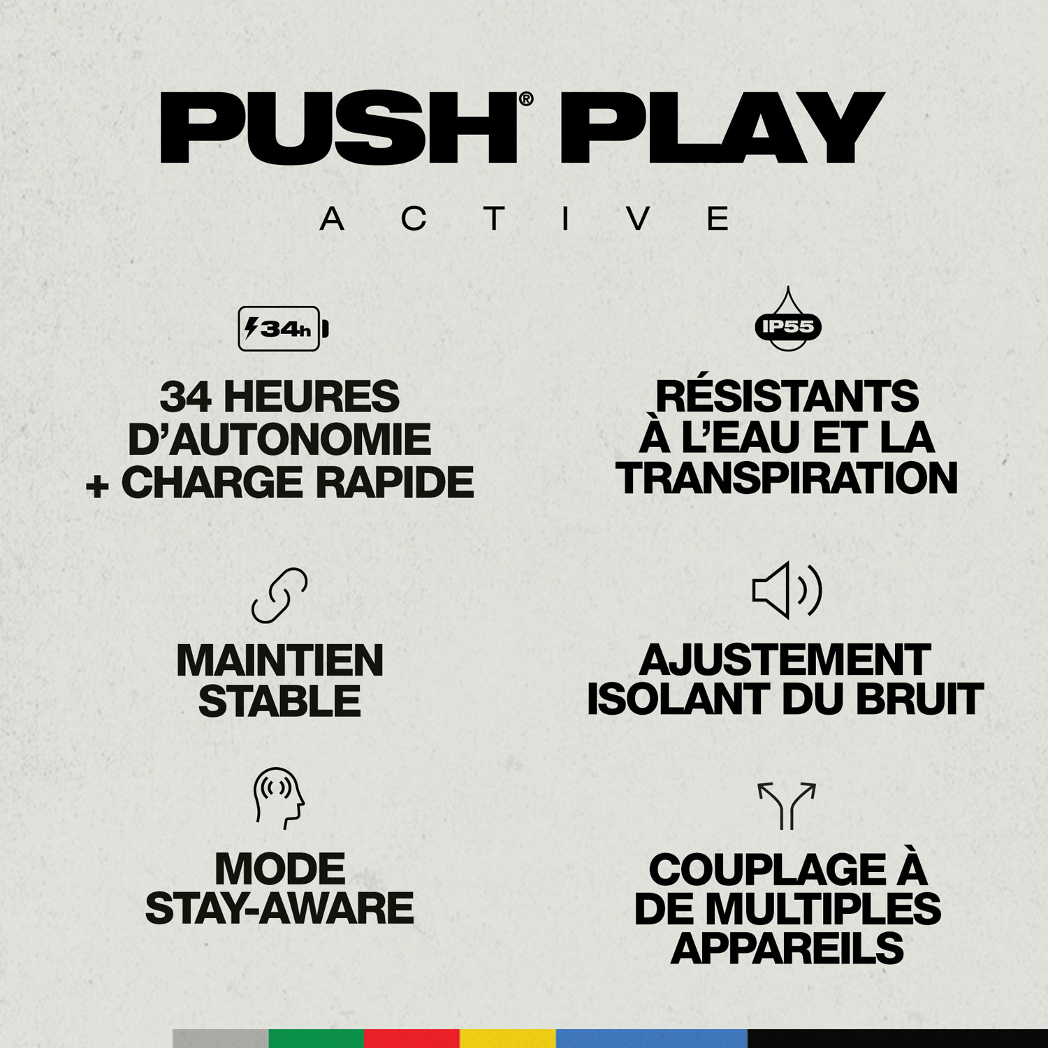 Skullcandy Push Play Active In-Ear Sound Isolating True Wireless Earbuds - Black