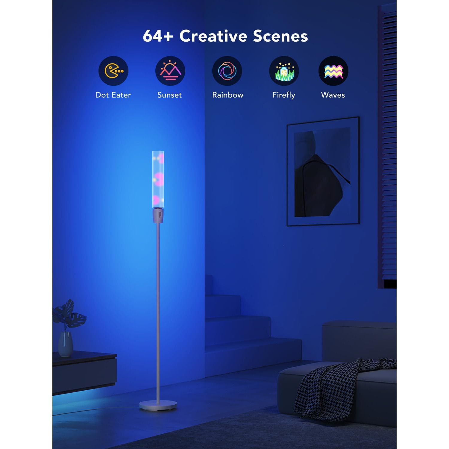 Refurbished - Govee RGBIC Cylinder Floor Lamp, LED Corner Floor Lamp with Wi-Fi App Control