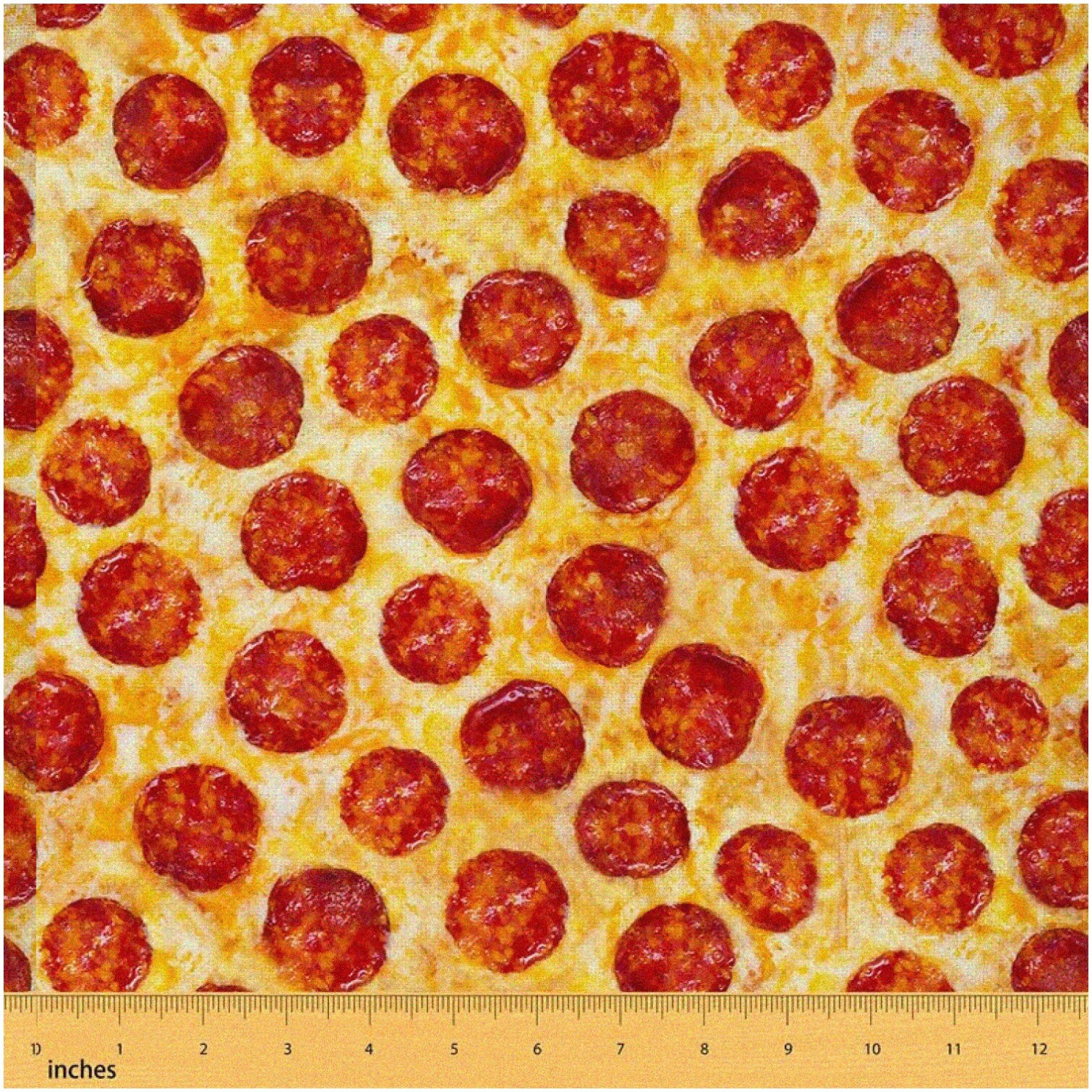 Pepperoni Paradise: Spicy Slice Upholstery Fabric - DIY Delight for Home Decor! Waterproof, Orange Red, 1 Yard