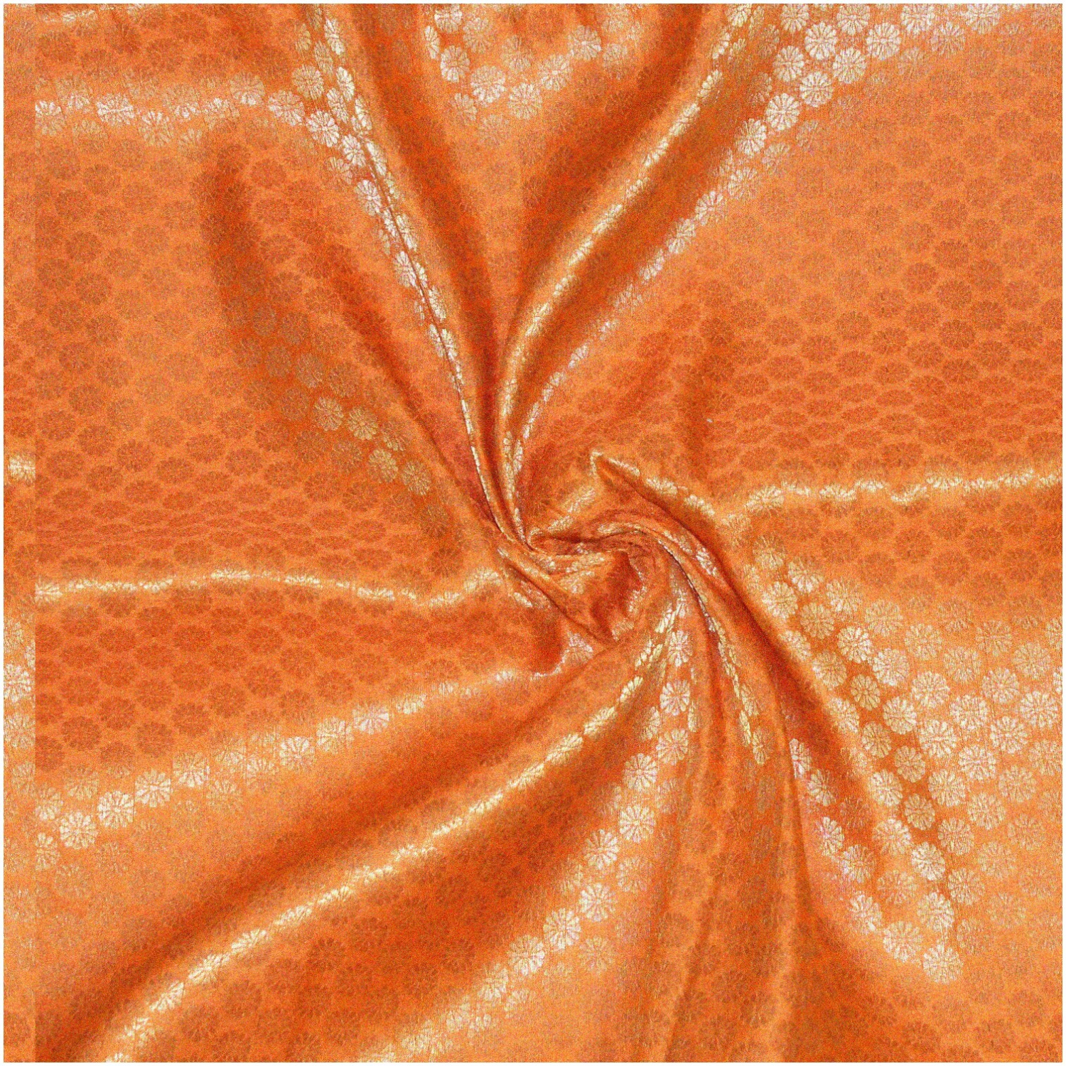 Vibrant Tangerine Bliss: Luxurious Art Silk Fabric for Wedding Lehengas, Sewing, and Home Decor - Sold by the Yard
