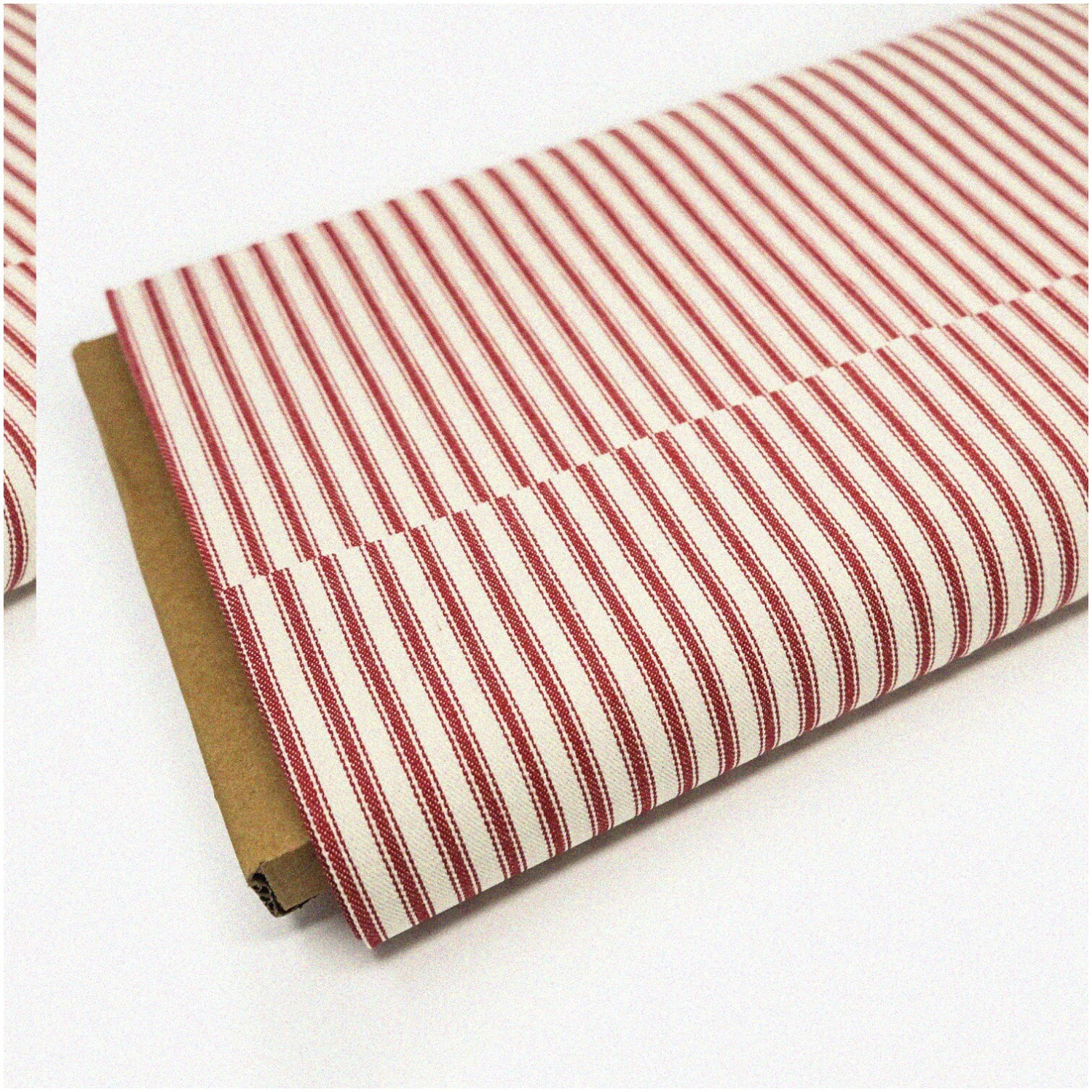 Red Stripe Cotton Ticking - Premium 100% Woven Fabric, 44/45" Width - Sold by the Yard