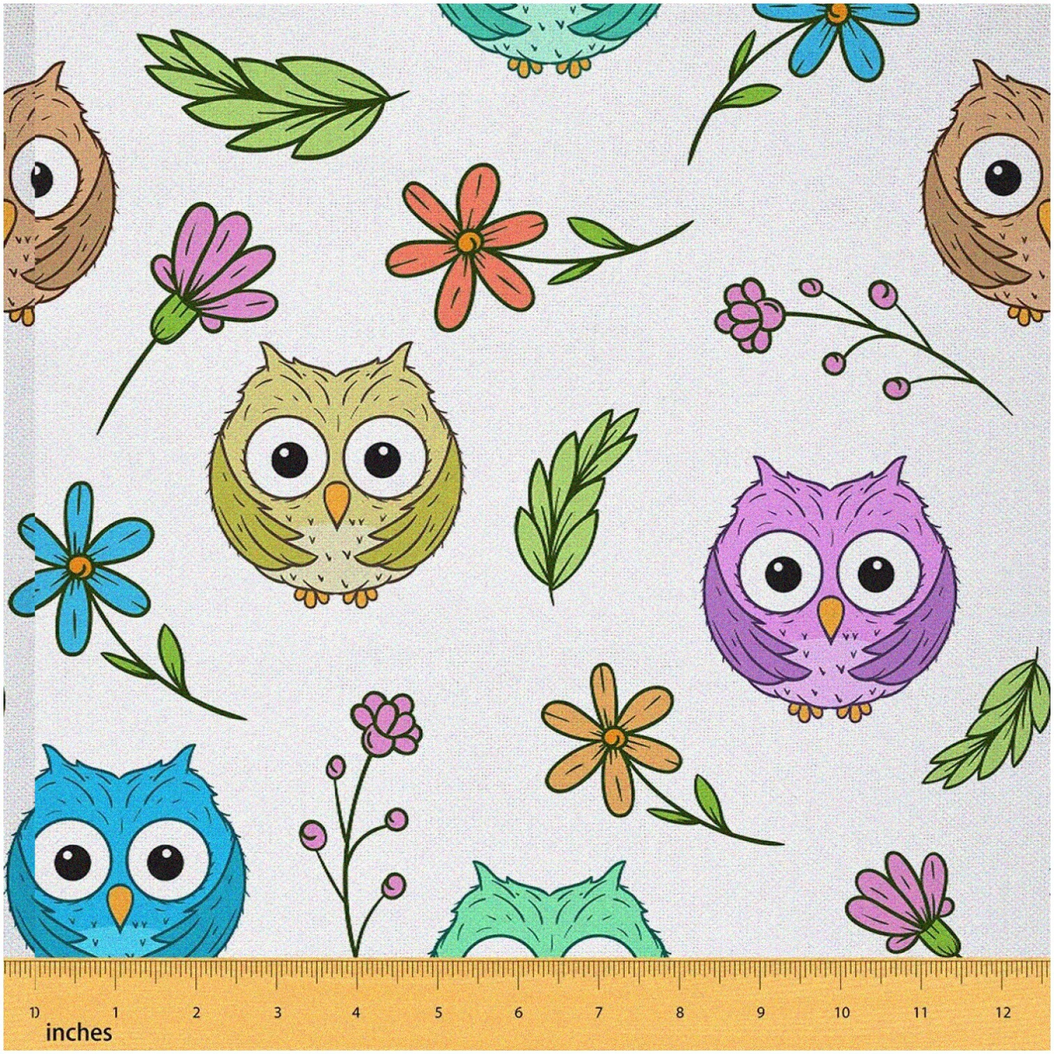 WhimsyFeathers Fabric - Adorable Owl & Bird Print for DIY Upholstery & Sewing Projects - Water-Resistant & Floral Accents - Sold by the Yard! #WhimsyFeathers #DIYupholstery #Cartoo
