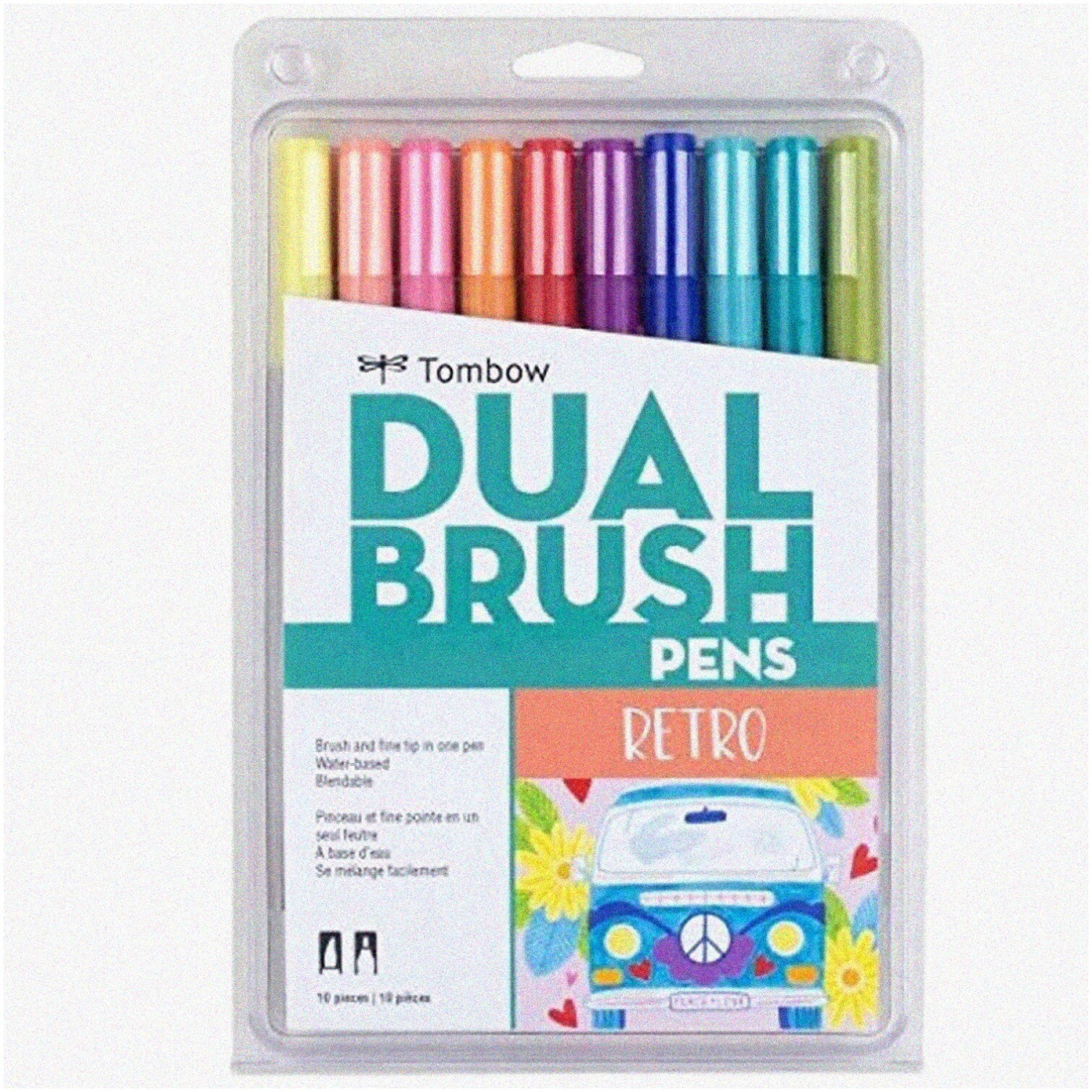 RetroBlend Dual Brush Art Markers - 10 Pack, Blendable, Fine & Brush Tip Pens