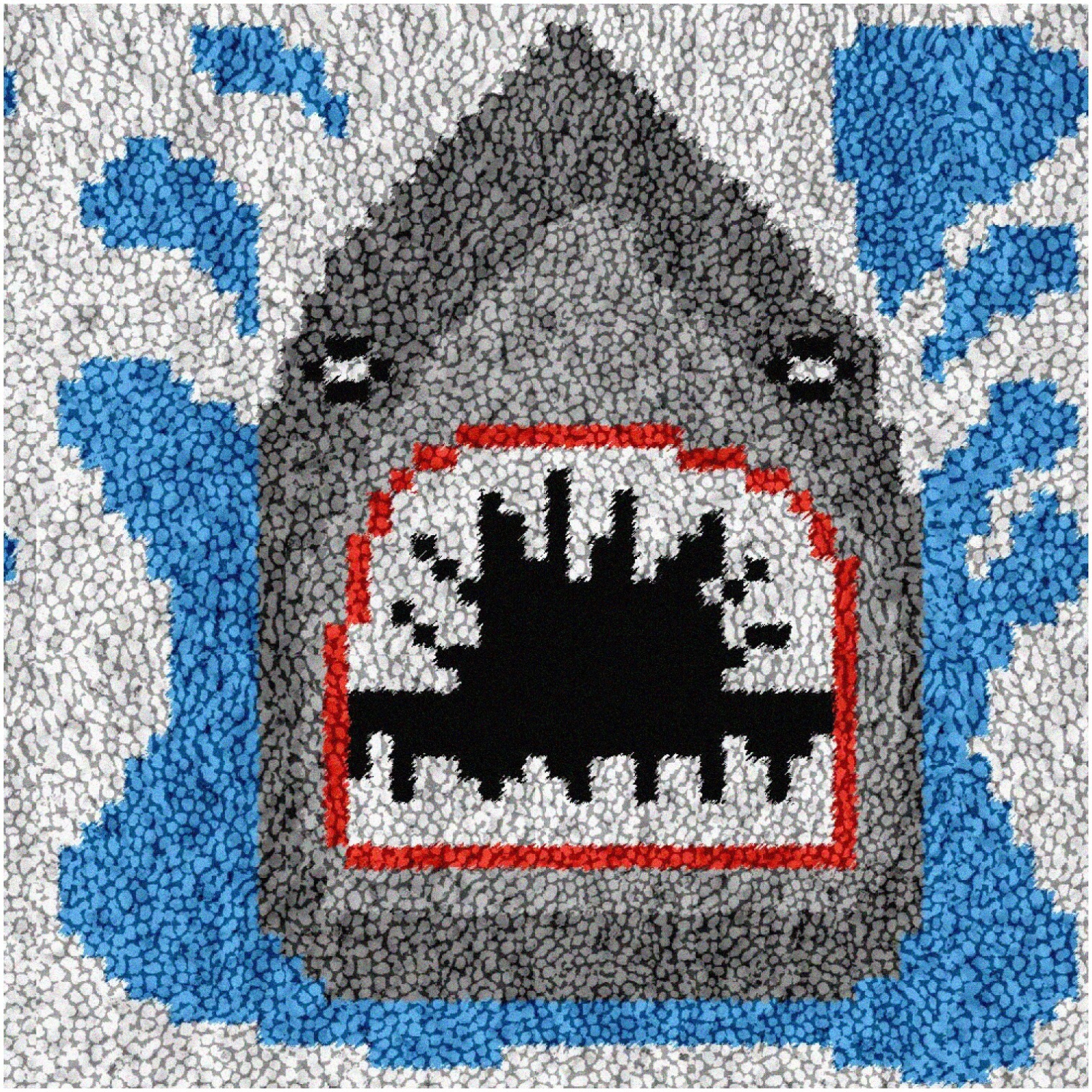 Sharky Hooked Rug Kit - DIY Cartoon Carpet for Kids with Latch Hook, Crochet Yarn, and Embroidery Needlework - 30x30cm Home Decor Project