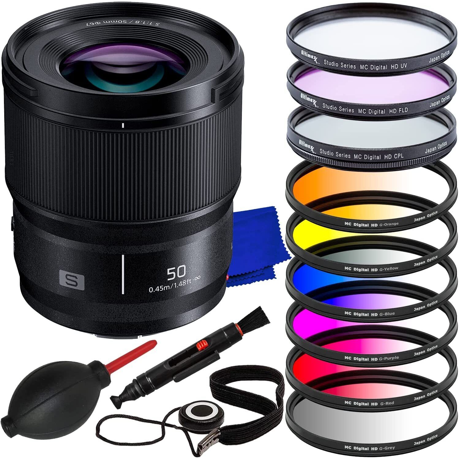 Panasonic Lumix S 50mm f/1.8 Lens S-S50 - 14PC Accessory Bundle 