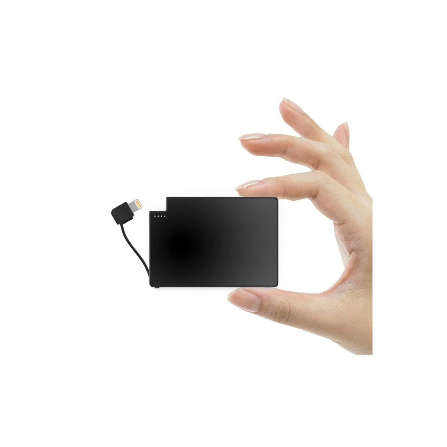 Chargeur portatif mince ExtraCredit de TechLok | taille carte de crédit chargeur portable pour iPhone | recharge rapide avec câble Lightning intégré