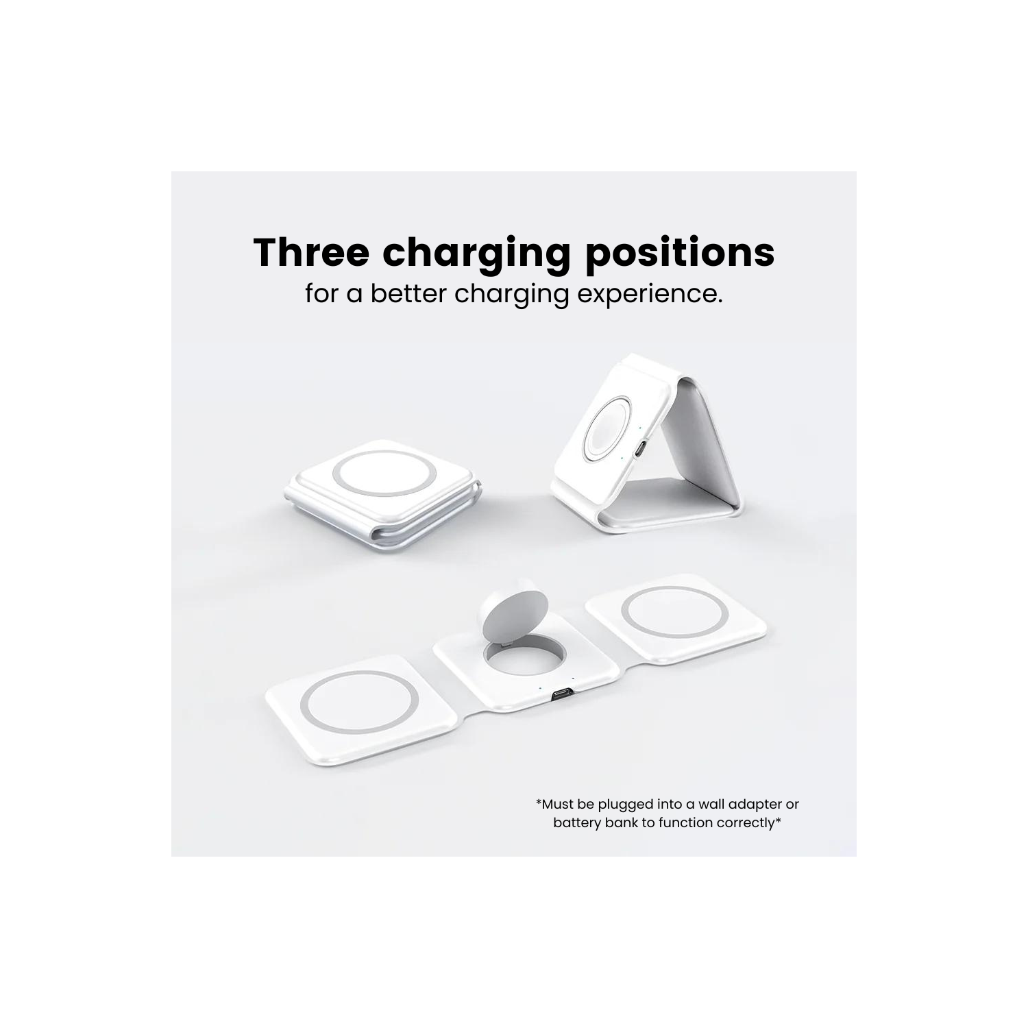 Chargeur portatif 3-en-1 ThirdPower de TechLok pour iPhone | Station de chargement sans fil pour plusieurs appareils Apple Phone | Tapis de