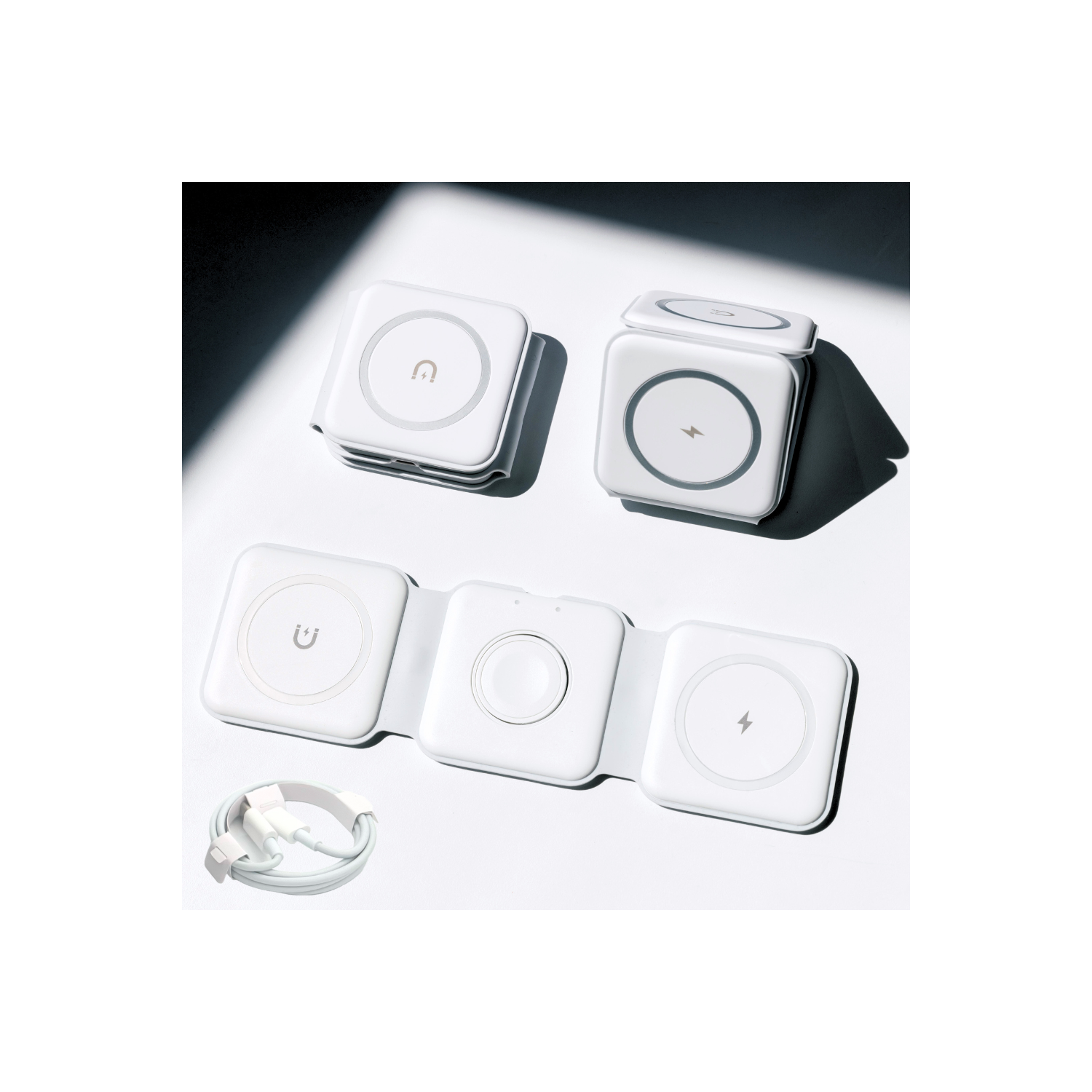 Chargeur portatif 3-en-1 ThirdPower de TechLok pour iPhone | Station de chargement sans fil pour plusieurs appareils Apple Phone | Tapis de