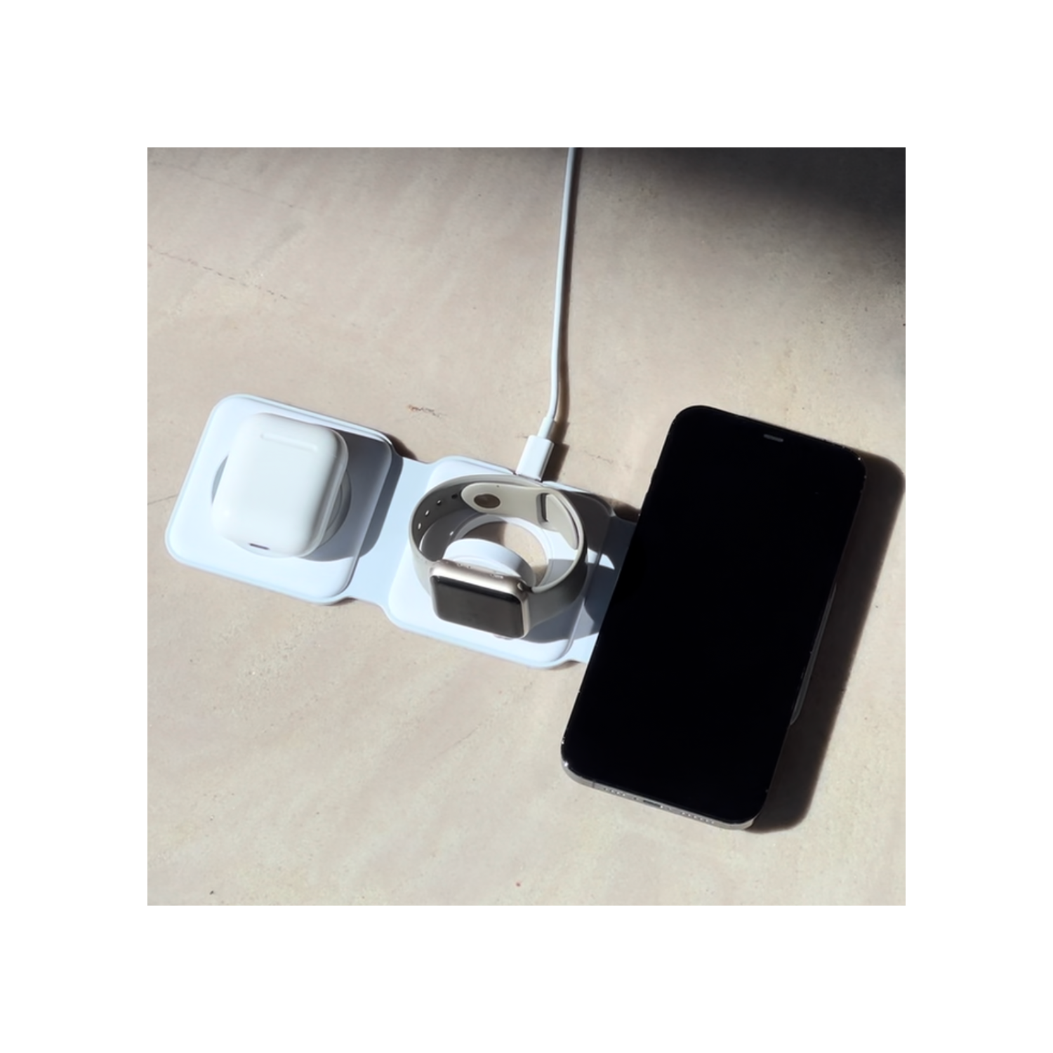 Chargeur portatif 3-en-1 ThirdPower de TechLok pour iPhone | Station de chargement sans fil pour plusieurs appareils Apple Phone | Tapis de