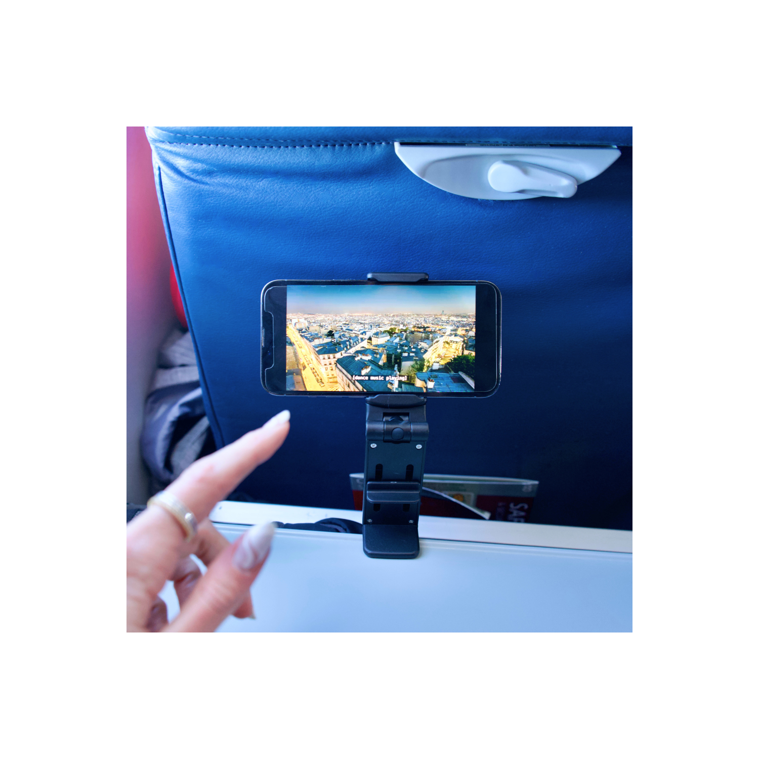 TechLok FlyEye In-Flight Airplane Phone Holder | Travel Essential Universal Phone Stand with Adjustable Clamp and 360° Rotation for iPhone & Android