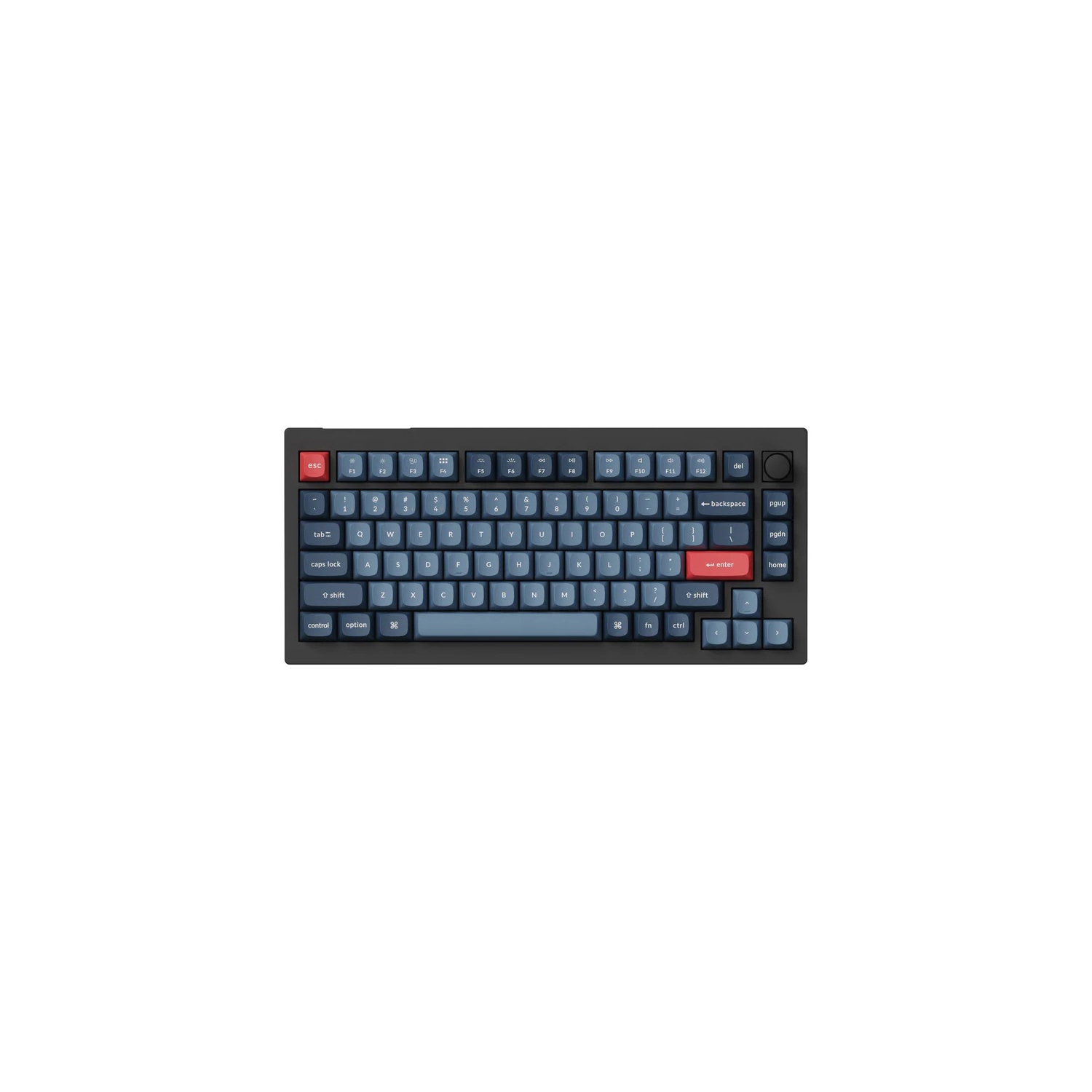 Keychron V1 Max Hotswap Wireless Mechanical Keyboard - RGB - ABS Plastic Frame - Carbon Black - with Knob - Gateron Jupiter Brown - 75% Layout - Windows Mac OS (V1M-D3)