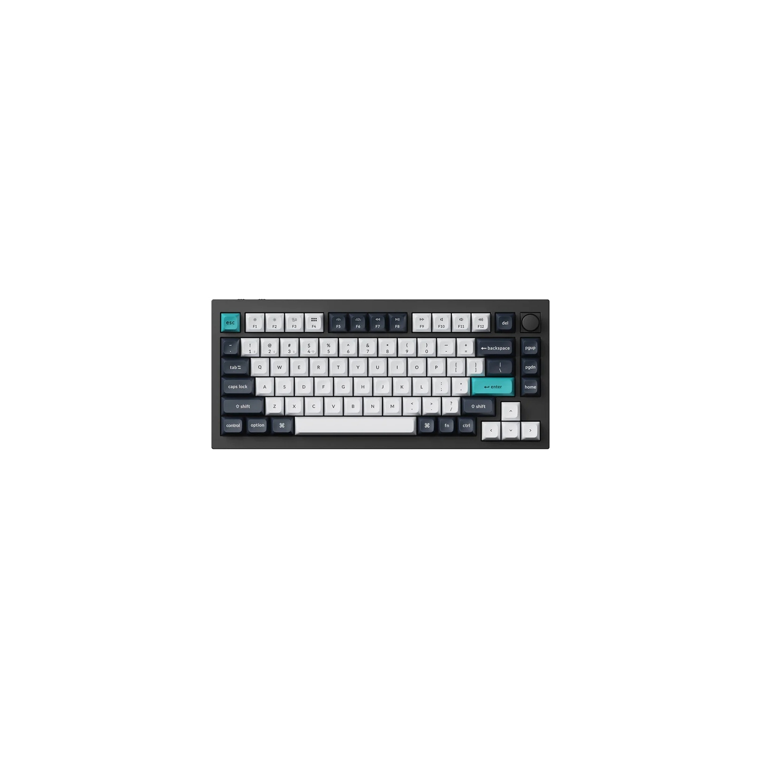 Keychron Q1 Max Hotswap Wireless Mechanical Keyboard - RGB - Aluminum Frame - Carbon Black - with Knob - Gateron Jupiter Red - 75% Layout - Windows Mac OS (Q1M-M1)