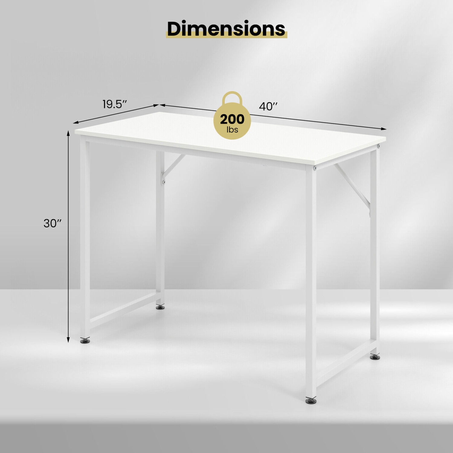 Gymax Home Office PC Table Rectangular Meeting Room Table 40''x19.5'' w/ Metal Frame