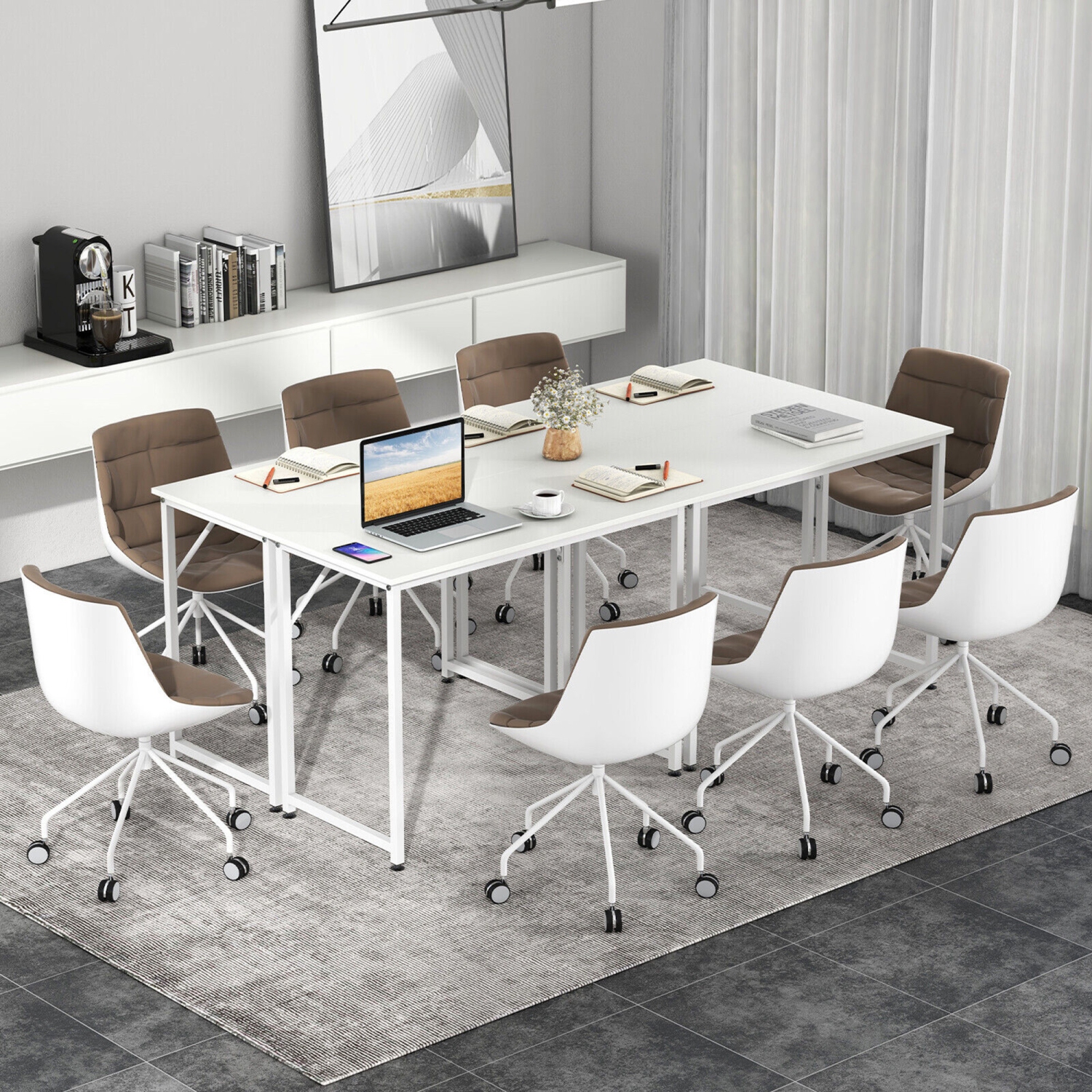 Group Pc Table Gymax Home Office PC Table Rectangular Meeting Room Table 40''x19.5'' w ...