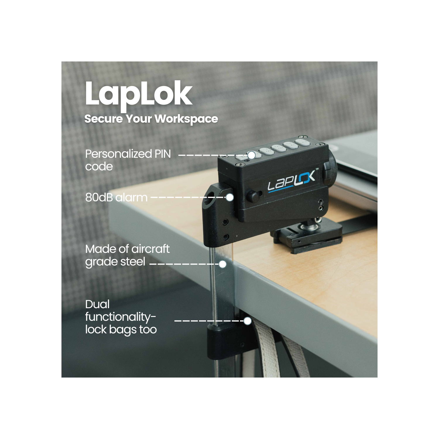 TechLok LapLok Intelligent Universal Laptop Lock Device | Compatible with All Types of Tablets and Laptops | Durable Anti-Theft Security Laptop