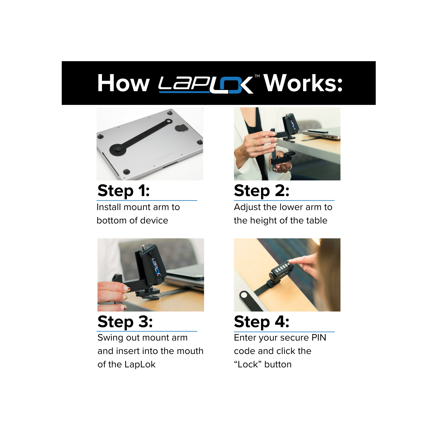 TechLok LapLok Intelligent Universal Laptop Lock Device | Compatible with All Types of Tablets and Laptops | Durable Anti-Theft Security Laptop