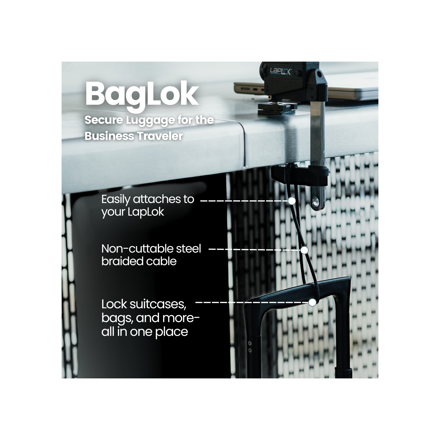 Dispositif antivol BagLok de TechLok | sécurité avancée pour votre sac ou votre valise | compatible avec le dispositif de verrouillage intelligent