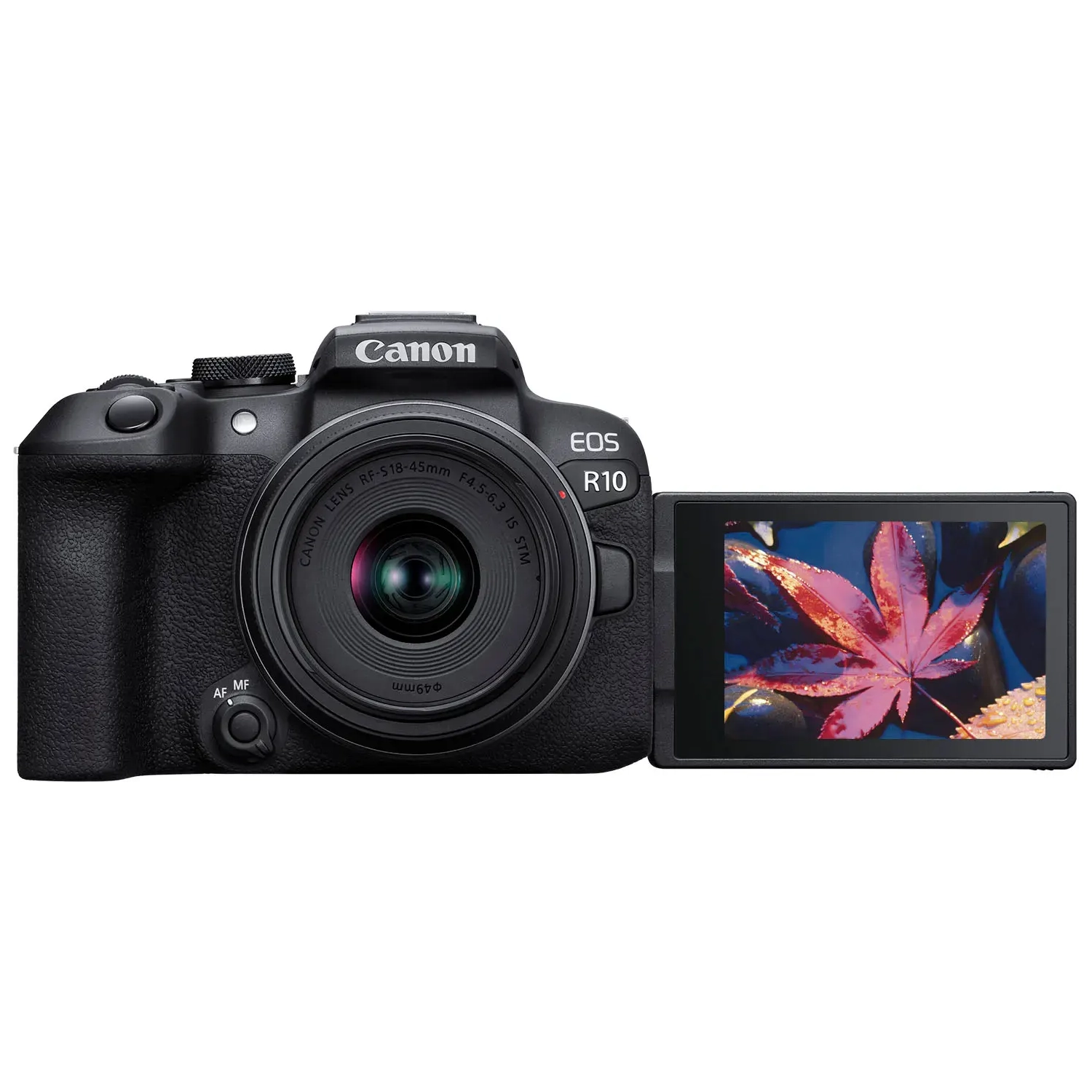 Appareil photo sans miroir EOS R10 de Canon avec objectif RF-S 18-45&nbsp;mm f/4,5-6,3 IS STM - Noir