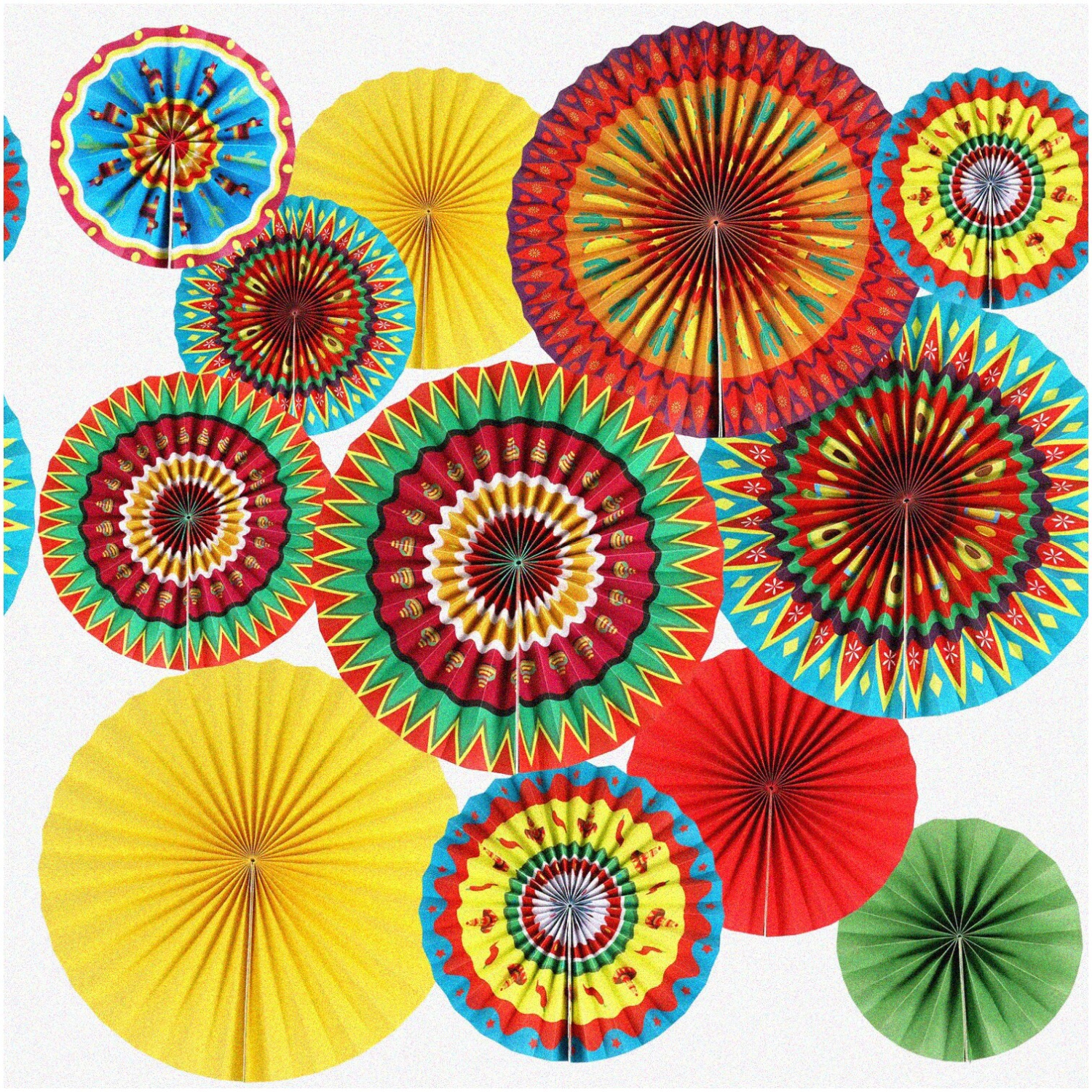 Southwestern Swirls: 12 Mexican Hanging Paper Fans for Cinco de Mayo, Taco Tuesday, Luau Events - Fiesta Party Supplies & Photo Props