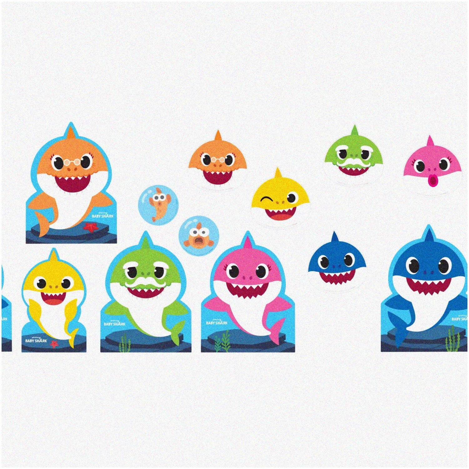 Sharky Party Pack - Multicolor Cut-Outs (8.5", 10.5", 13") - 12-Piece Value Set for Baby Shark Themed Parties and Decorations!