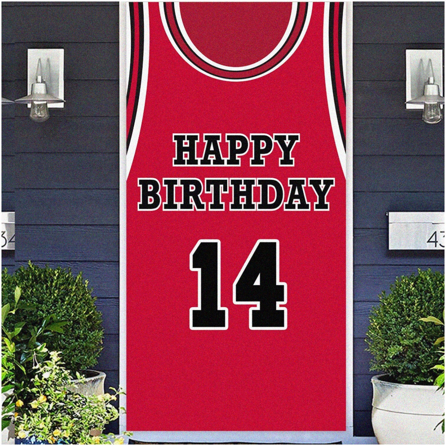 Star Player Sports Theme 14th Birthday Banner: Red Basketball Backdrop for Man Boy Party, Baby Shower, Photo Booth Props - Engaging Man Cave Decor & Favors!