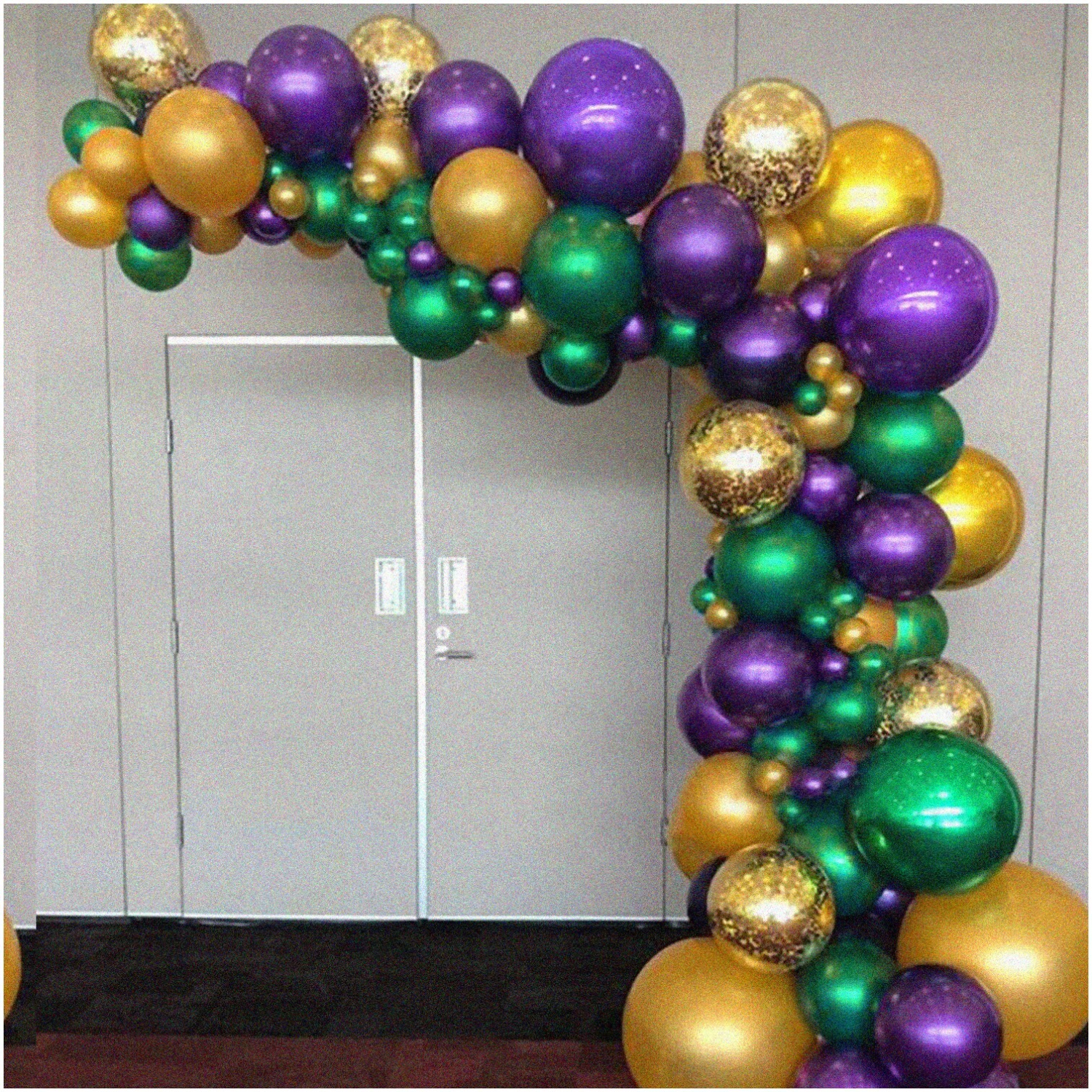 Mardi Gras Festive Balloon Pack - 100 pcs Purple Green Gold Balloons in 18 Inch, 12 Inch, and 5 Inch Sizes for Mardi Gras Party and Birthday Decorations