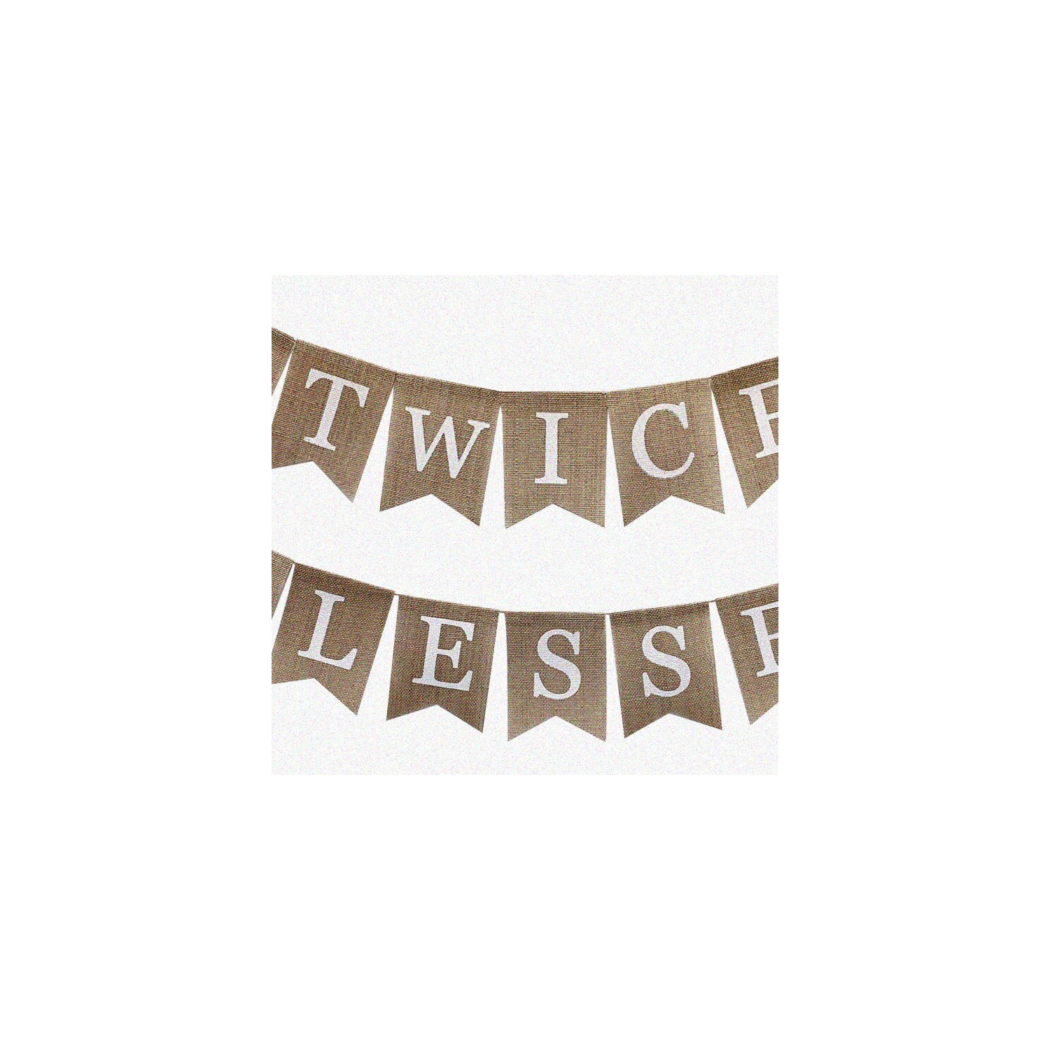 Blessed Twins Rustic Burlap Banner - Perfect Gender Reveal & Baby Shower Decorations! Adorable Twins Photo Prop for Nursery Room - Twin Boys & Girls Party Supplies!