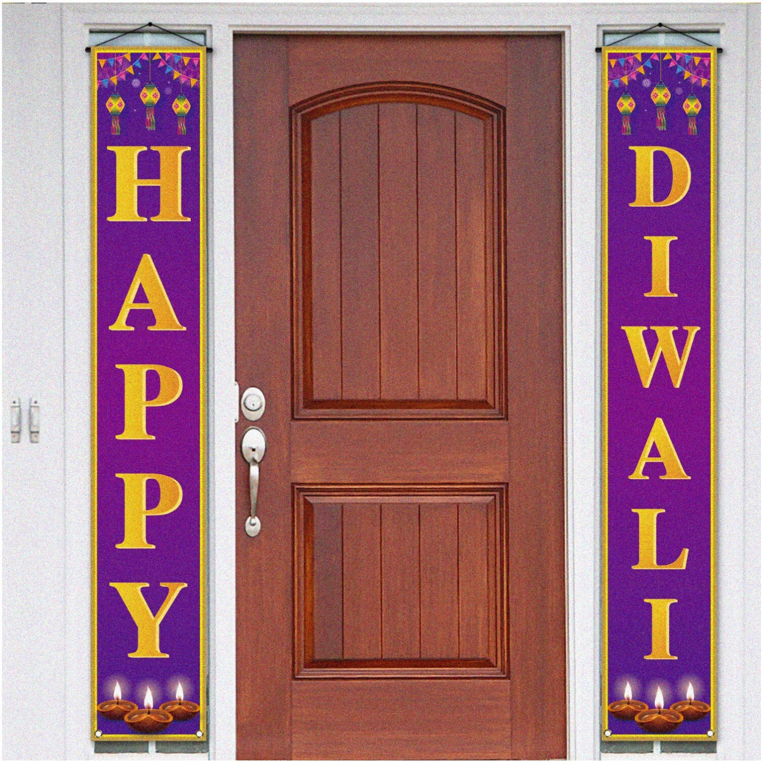 Luminous Diwali Delight Porch Banner - Festive Lights Party Decor for Hindu India Deepavali Festival, Vibrant Front Door Decoration