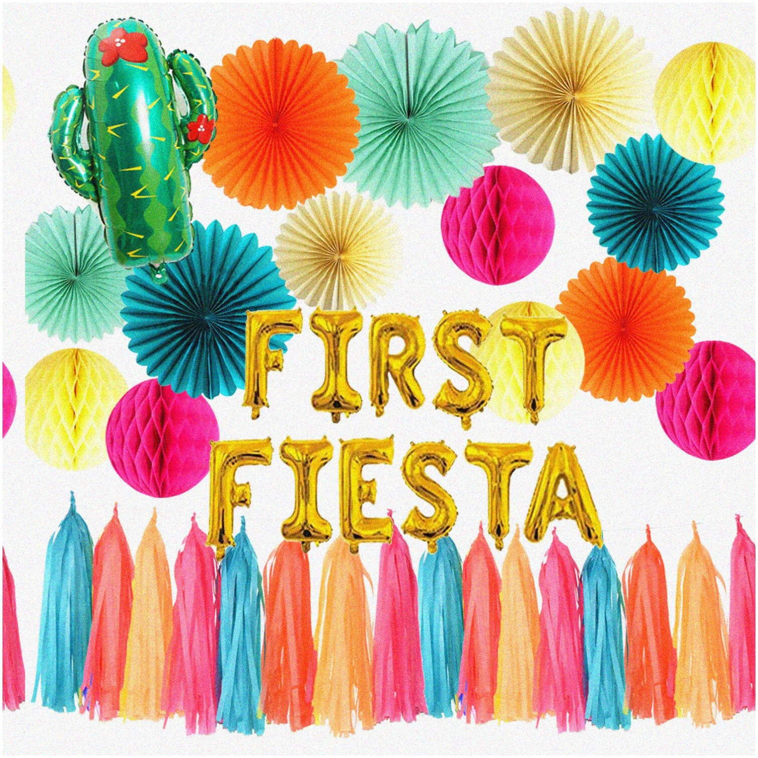 Fiesta Fun Gold Balloon Set - Vibrant Mexican 1st Birthday Decorations for Taco Lovers! Celebrate Uno with Cinco De Mayo Flair